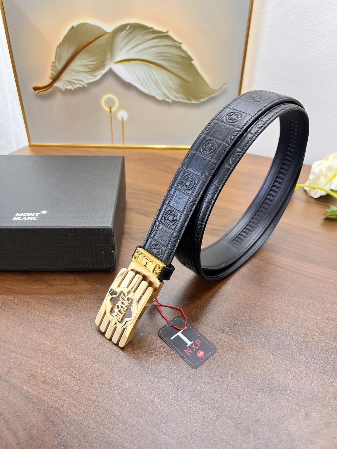 万宝龙 进口原厂压花纹纹原厂皮 法国进口皮低 皮带3.5cm