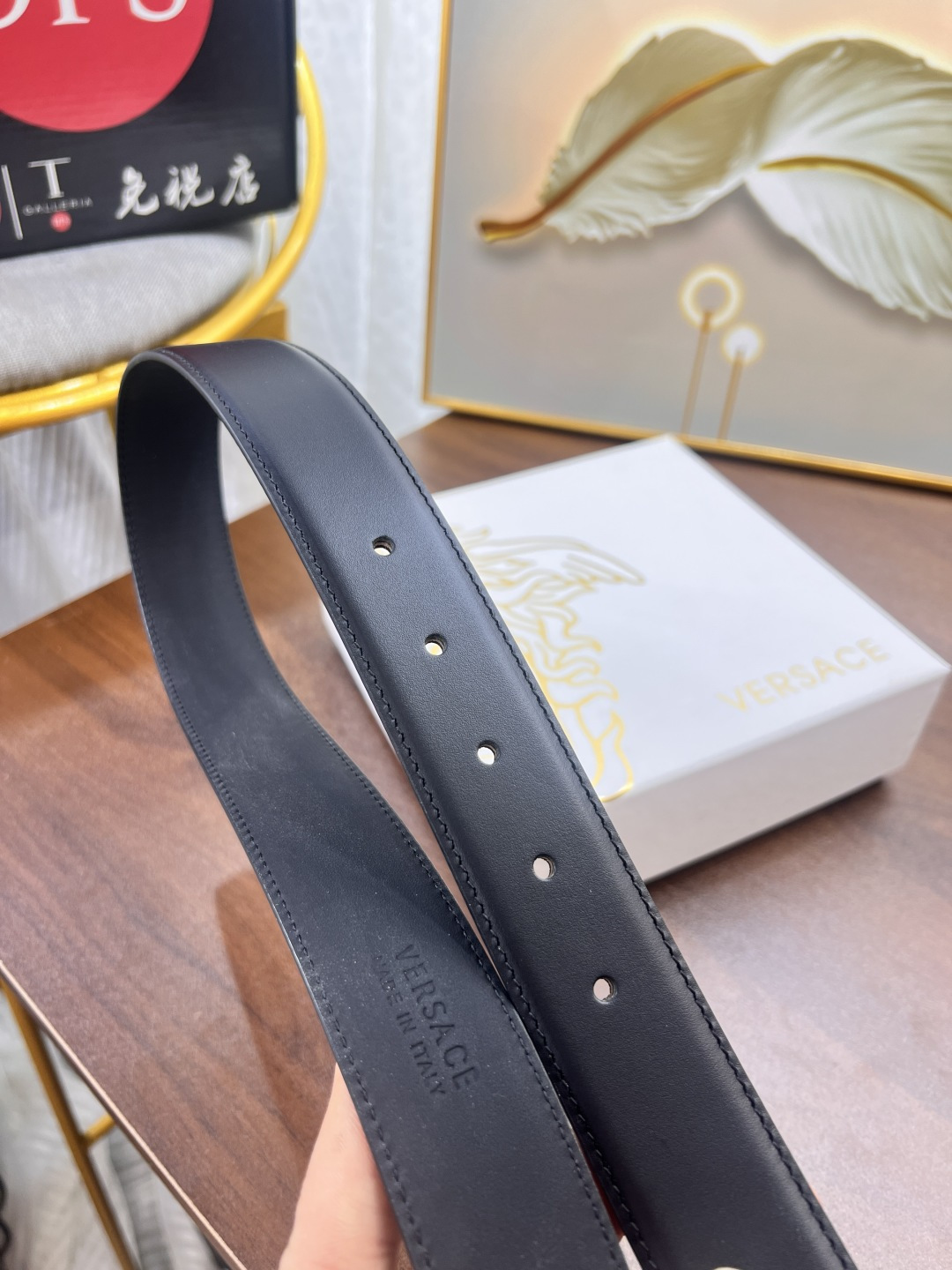 范思哲皮带 定制牛皮 定制美人头层进口皮配达 小细纹牛皮 宽度3.5cm