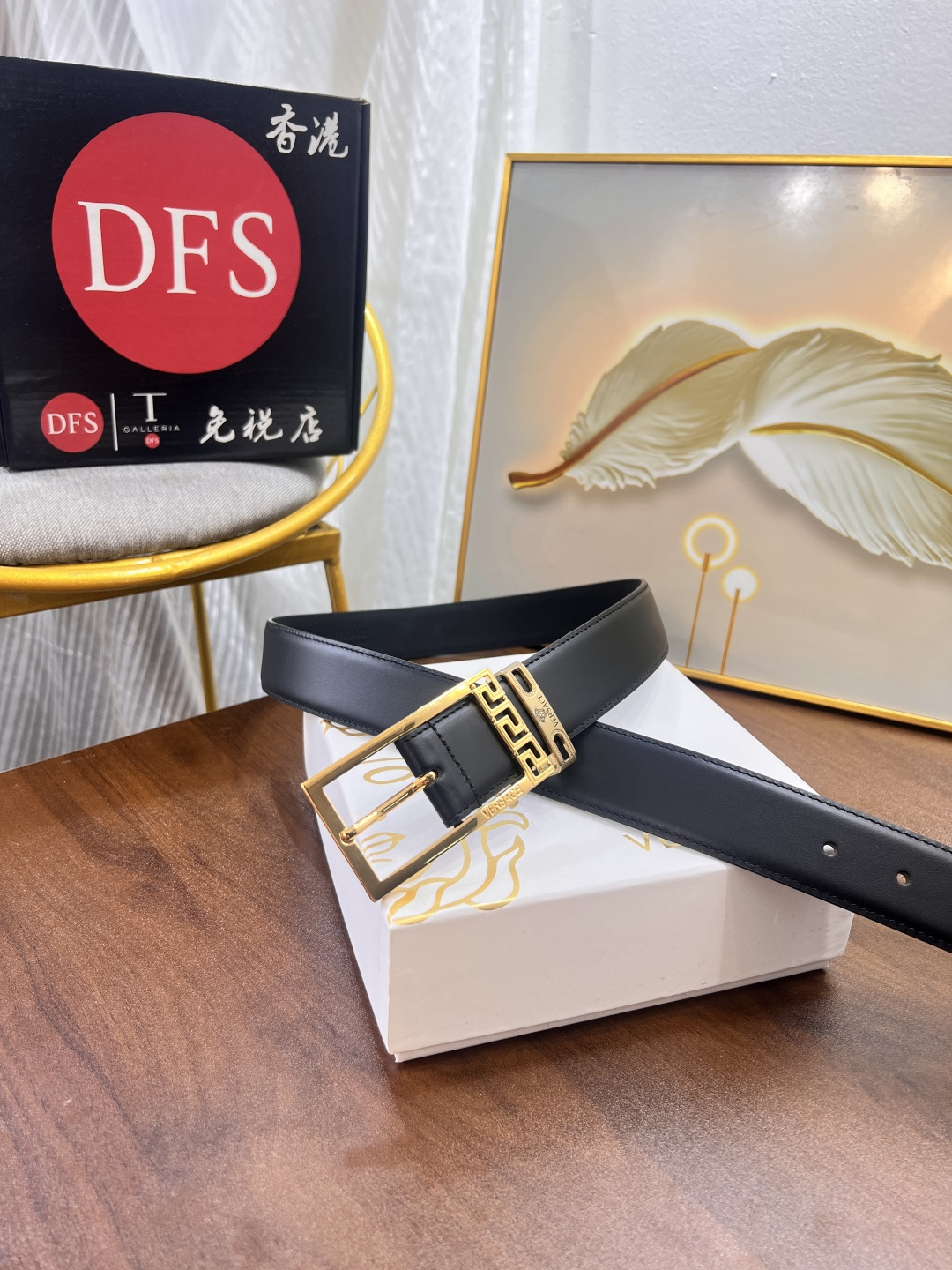 范思哲皮带 定制牛皮 定制美人头层进口皮配达 小细纹牛皮 宽度3.5cm