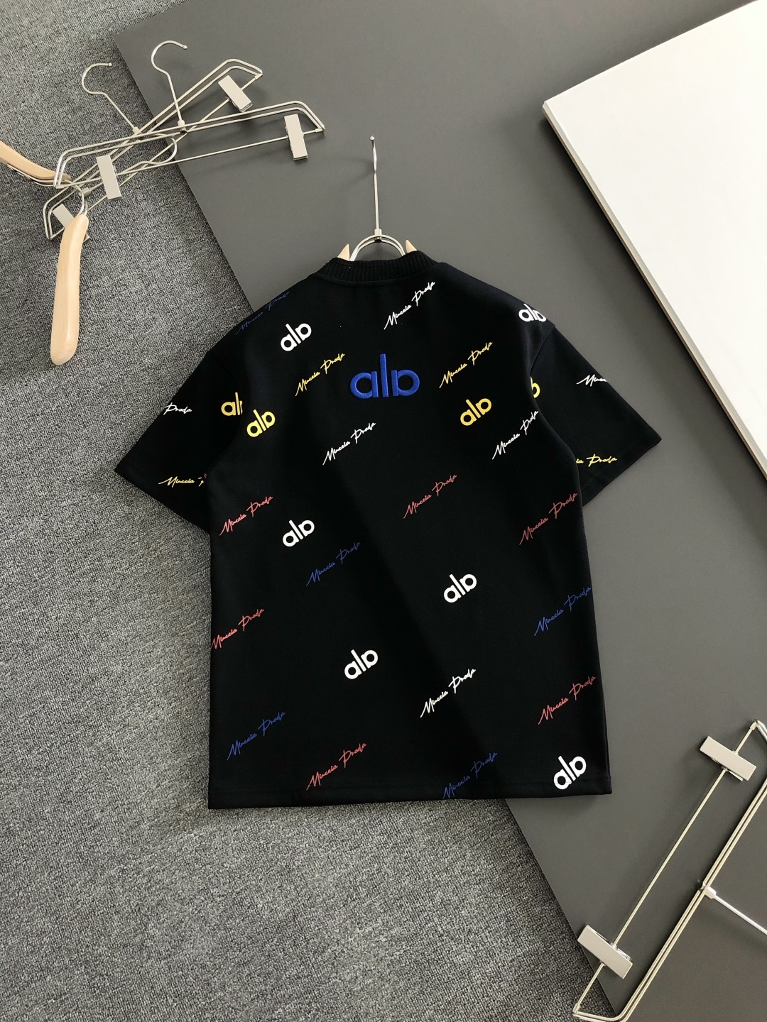 alo 2026SS早春新款圆领T恤，定织定染纯棉300克重洗水面料，做工精细。男女同款宽松落肩版型，时