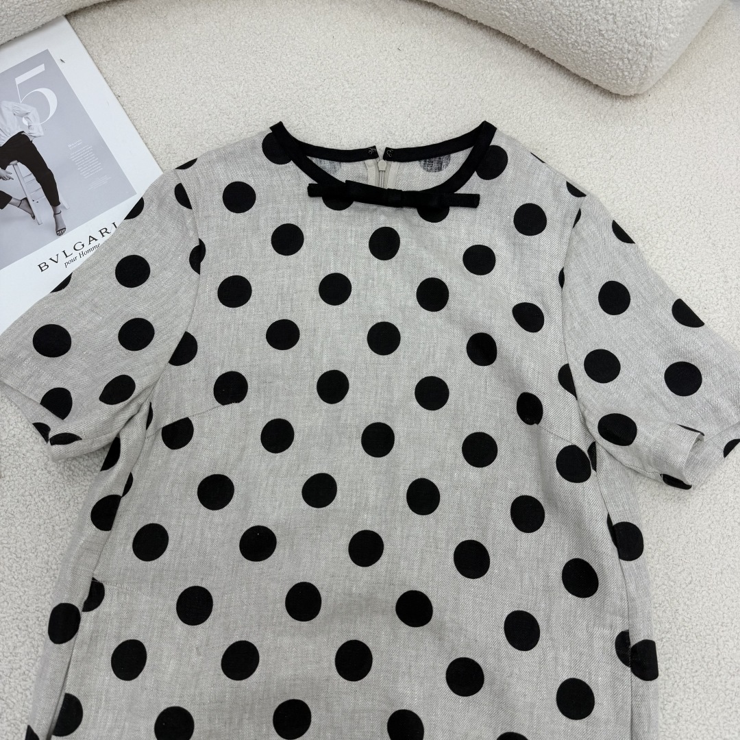 Bowknot Polka Dot Linen Dress - Vintage Chic, Slim Fit, Perfect for Daily Wear 3 cmp i1747668349797 427 0 1