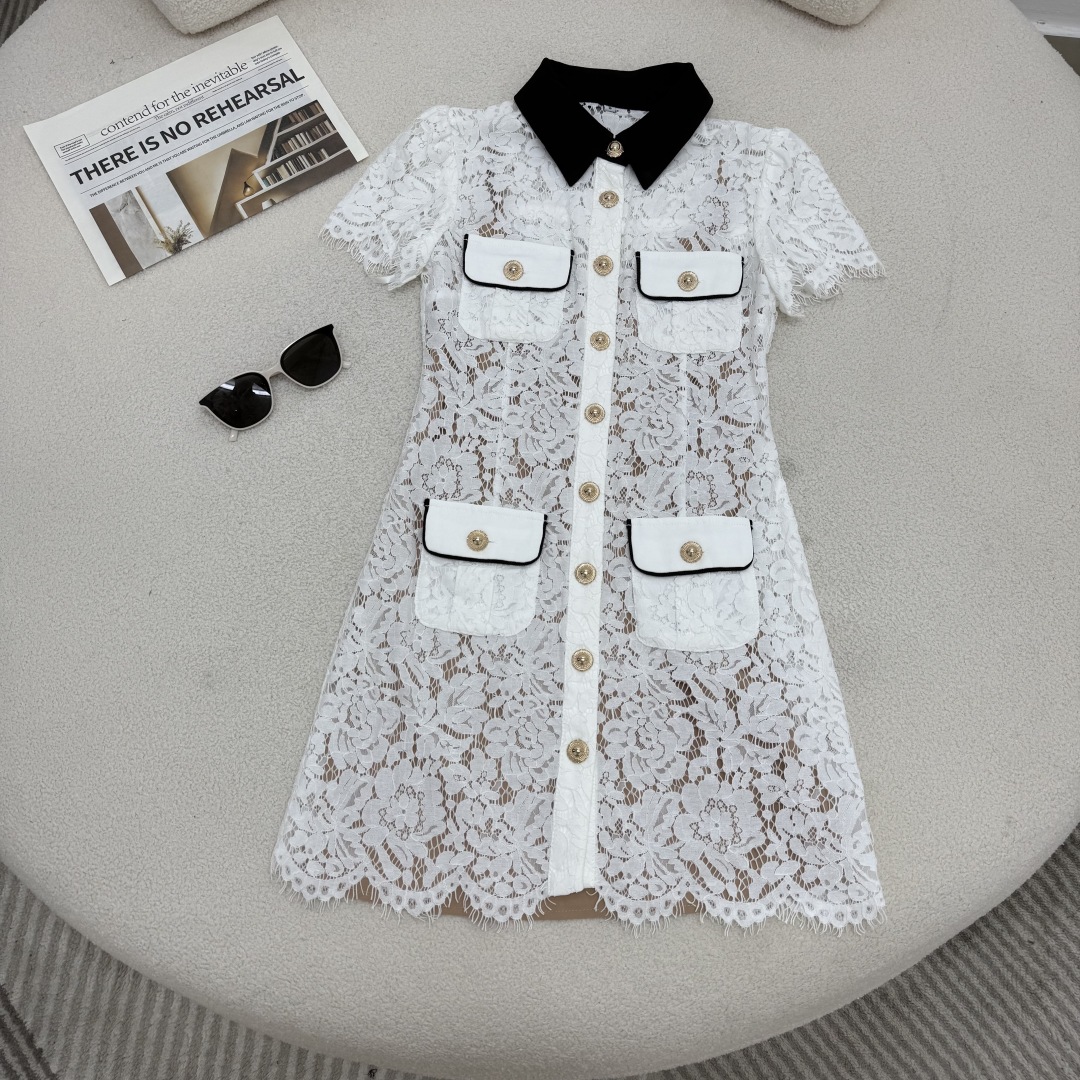 Elegant Two-Tone Lace Dress with Lapel Collar - Spring/Summer Collection 3 cmp i1750951073784 9358 0 1
