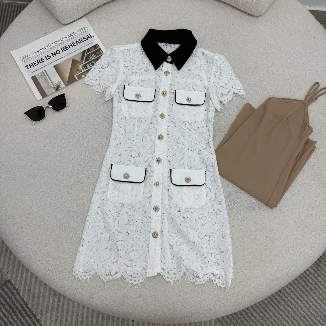 Elegant Two-Tone Lace Dress with Lapel Collar - Spring/Summer Collection 2 cmp i1750951083856 1293 0 0