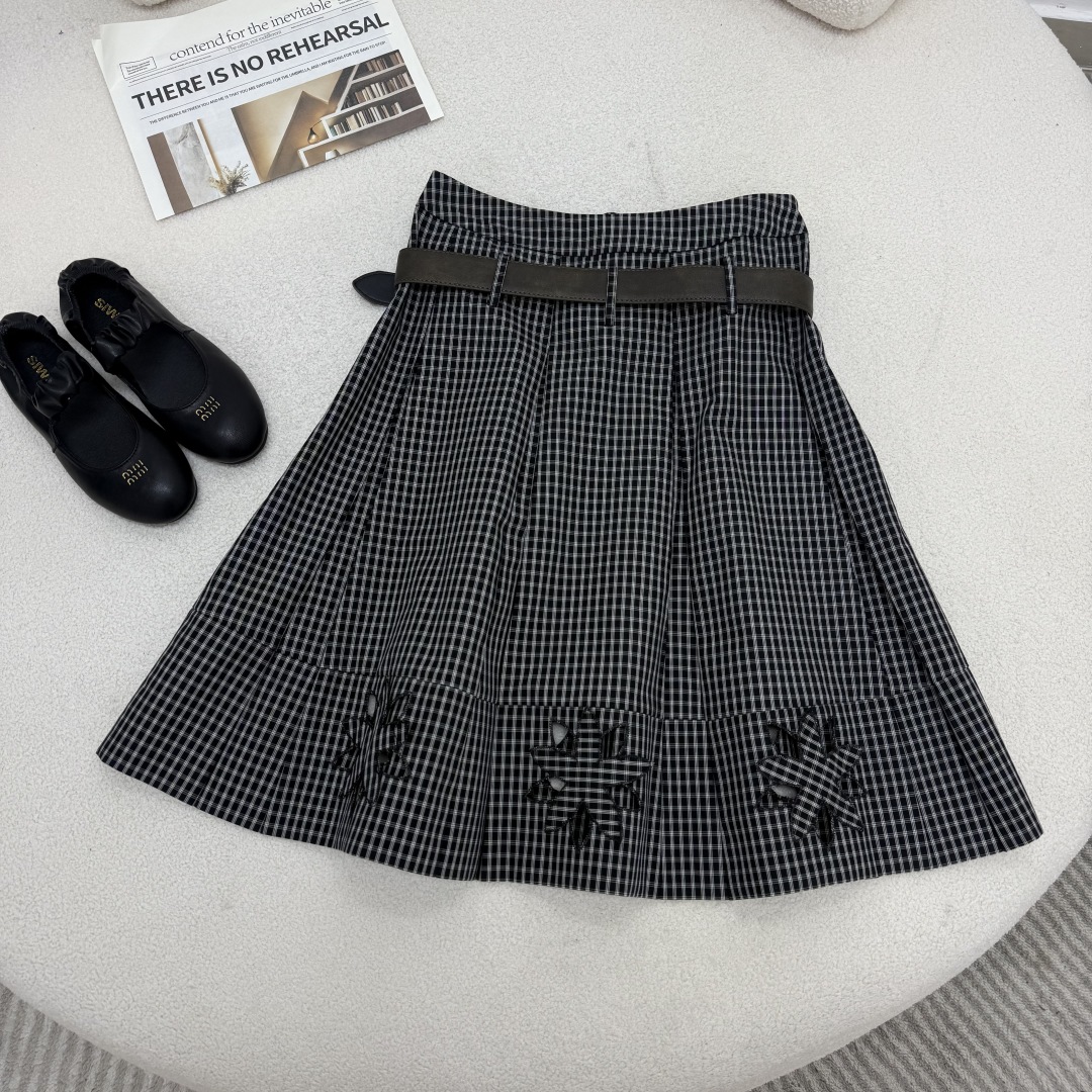 Elegant Embroidered Plaid Midi Skirt with Belt - Vintage A-Line Design 8 cmp i1754148589377 8794 0 7