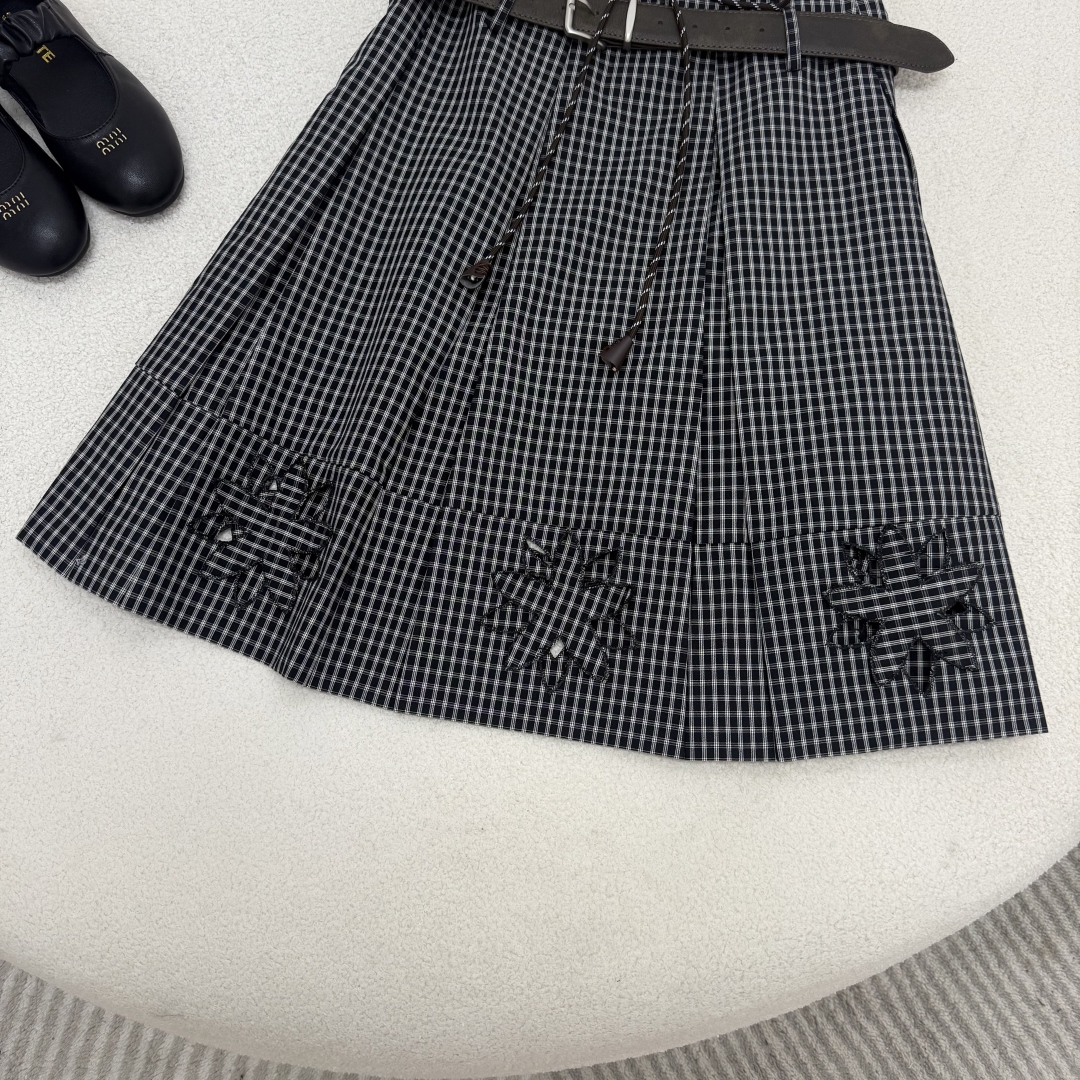Elegant Embroidered Plaid Midi Skirt with Belt - Vintage A-Line Design 5 cmp i1754148590873 1826 0 3
