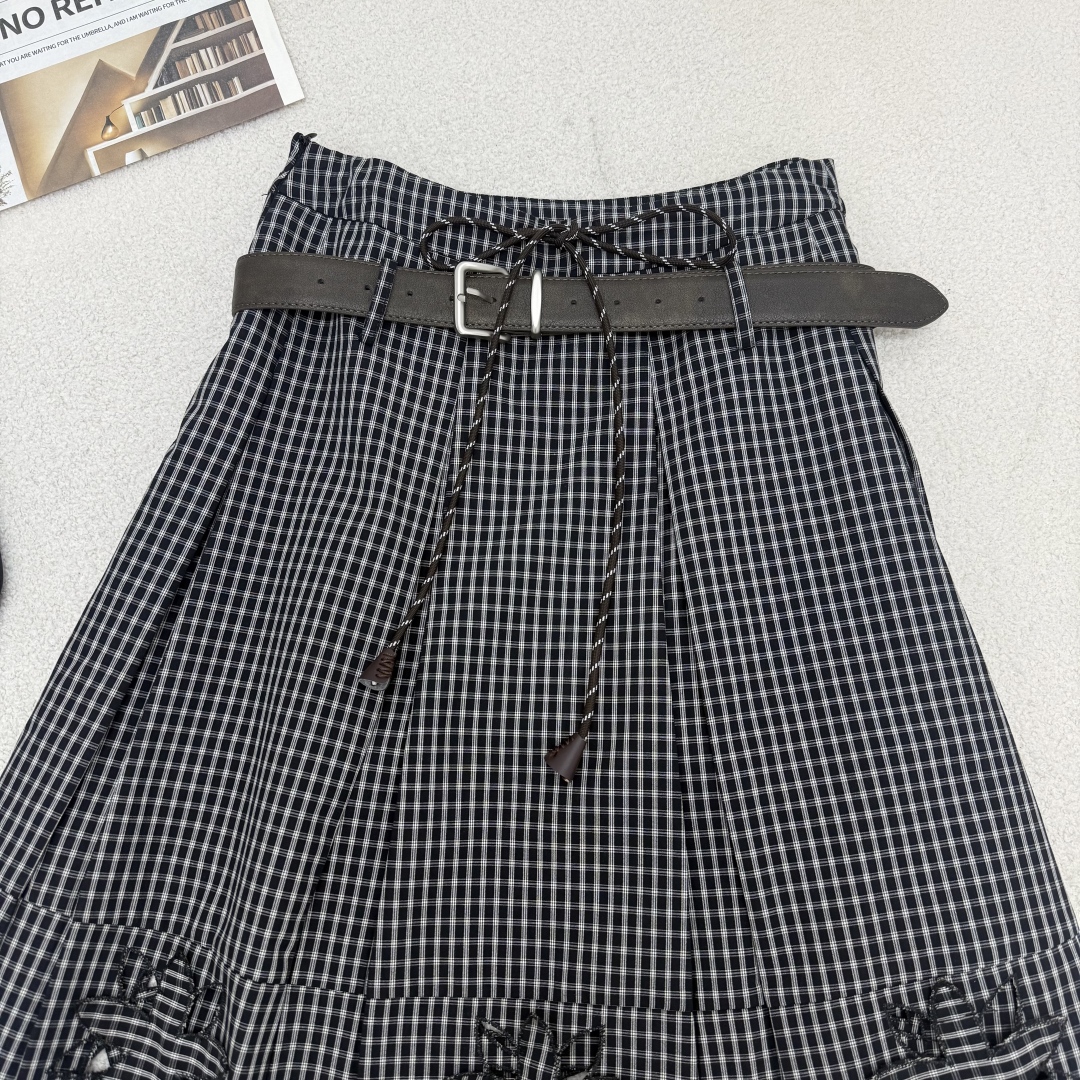 Elegant Embroidered Plaid Midi Skirt with Belt - Vintage A-Line Design 3 cmp i1754148594917 6341 0 1