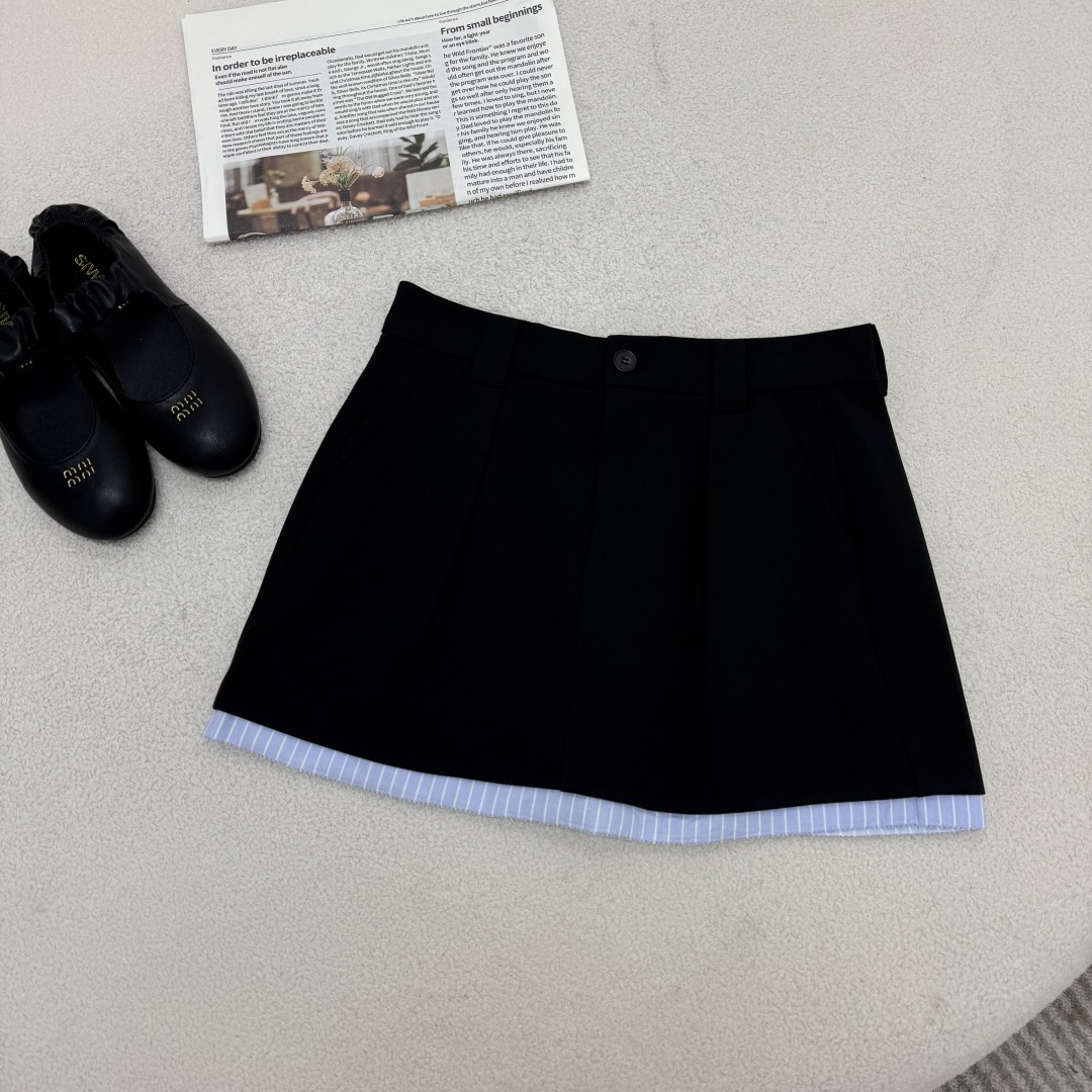 Striped Hem Skirt: Slimming High-Waist Design, Perfect for Daily Wear - Black, M 7 cmp i1755359099544 2293 0 5