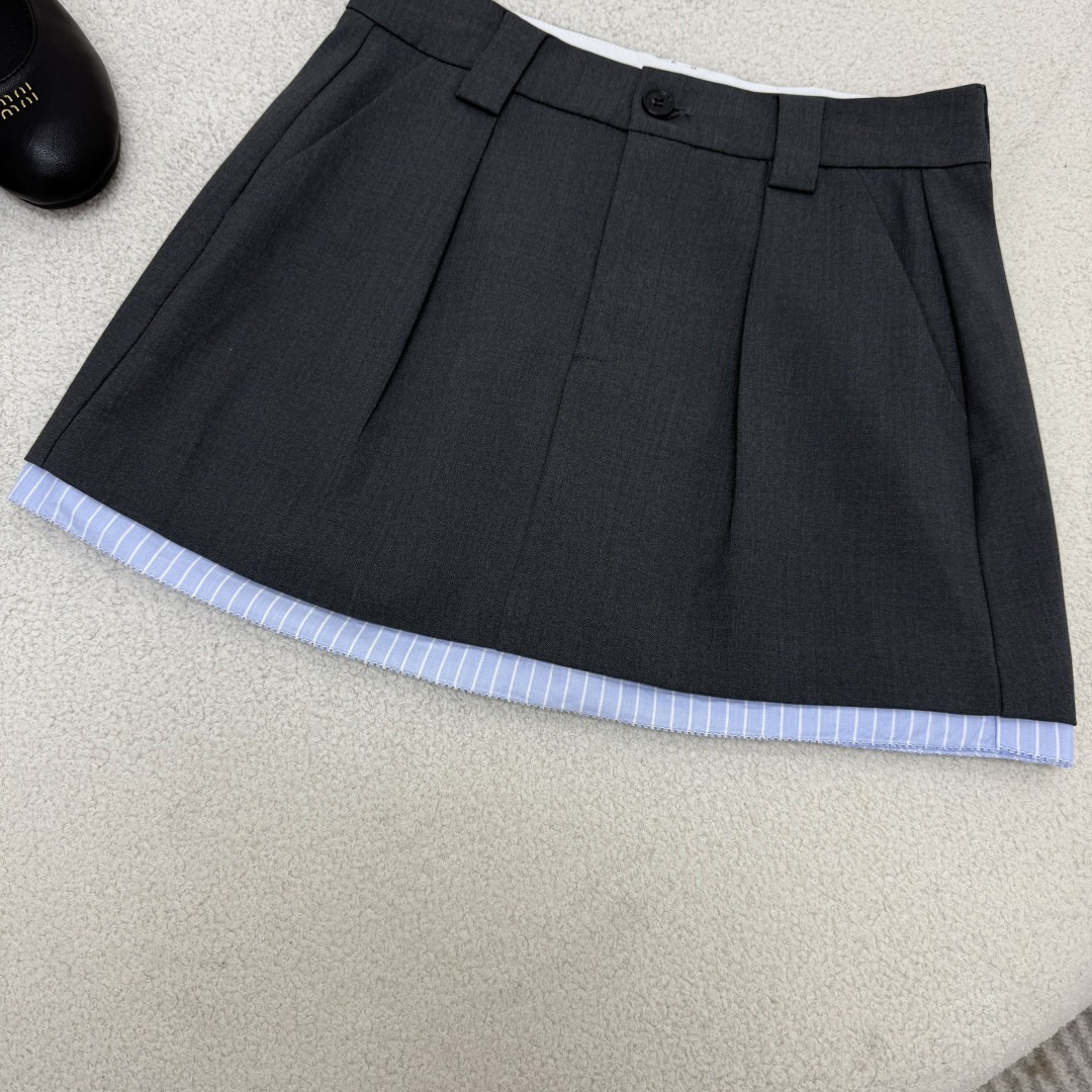 Striped Hem Skirt: Slimming High-Waist Design, Perfect for Daily Wear - Black, M 5 cmp i1755359099544 8805 0 3