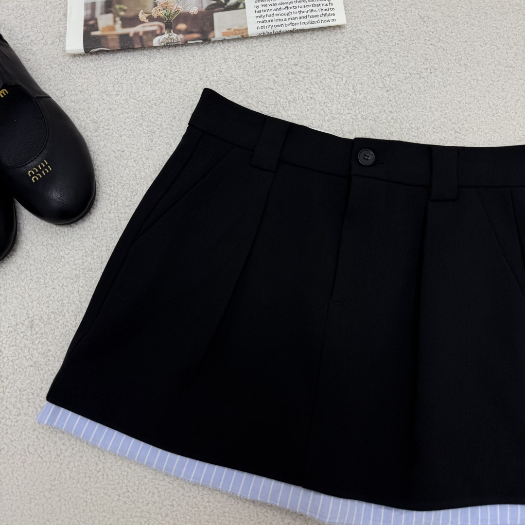Striped Hem Skirt: Slimming High-Waist Design, Perfect for Daily Wear - Black, M 8 cmp i1755359099555 771 0 6