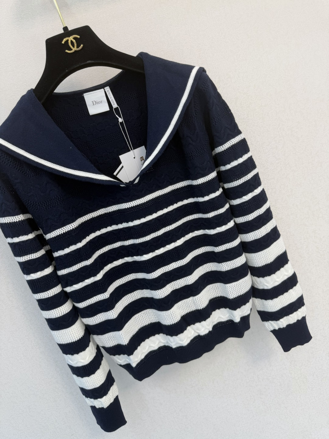 迪奥新品🆕🆕 海军领长袖💗💗实拍图🆕🆕两色3码