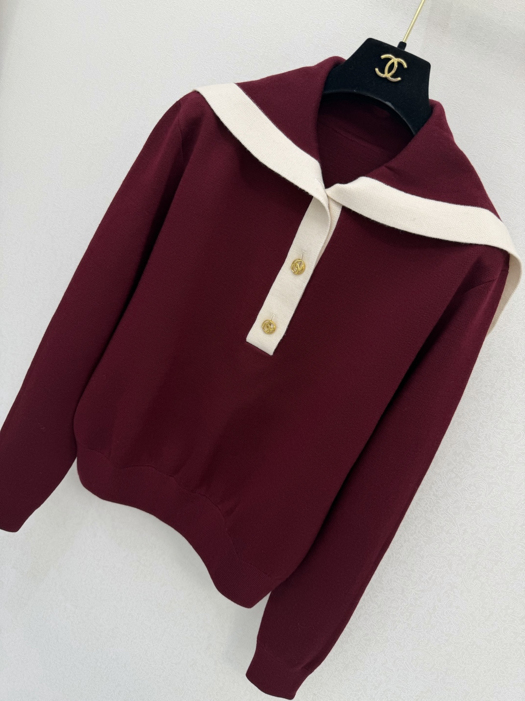 ￼ 小香高版本新品🆕🆕 海军领半开衫💗💗实拍图🆕🆕两色3码