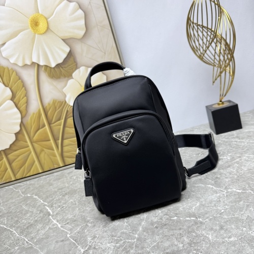 Prada 2VZ116 Black Nylon & Saffiano Leather Chest Bag Backpack - Unisex 1 Prada 2VZ116 Black Nylon & Saffiano Leather Chest Bag Backpack - Unisex