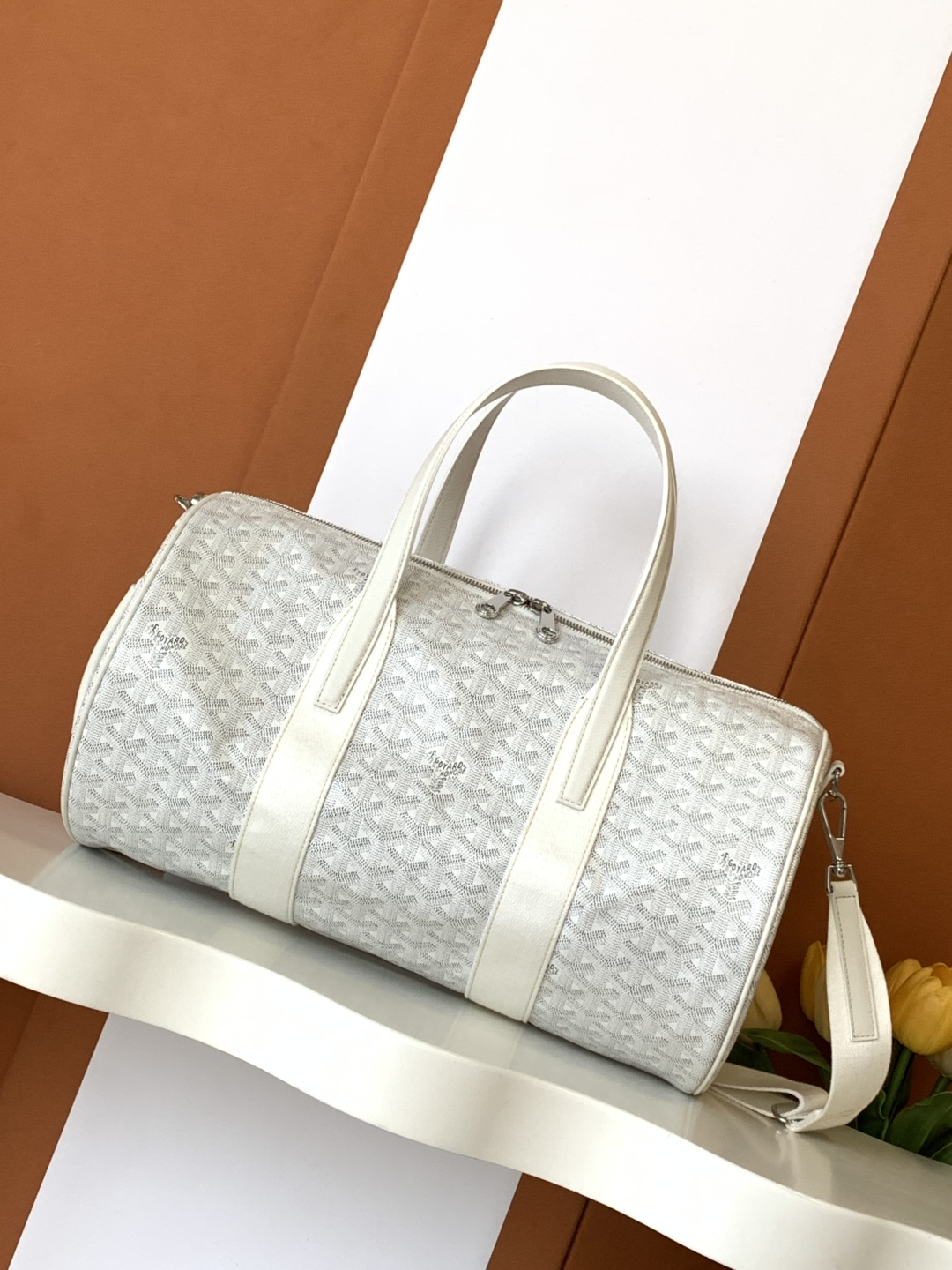 Goyard Barrel Sports Travel Bag Double Zipper Side Handle Buckle