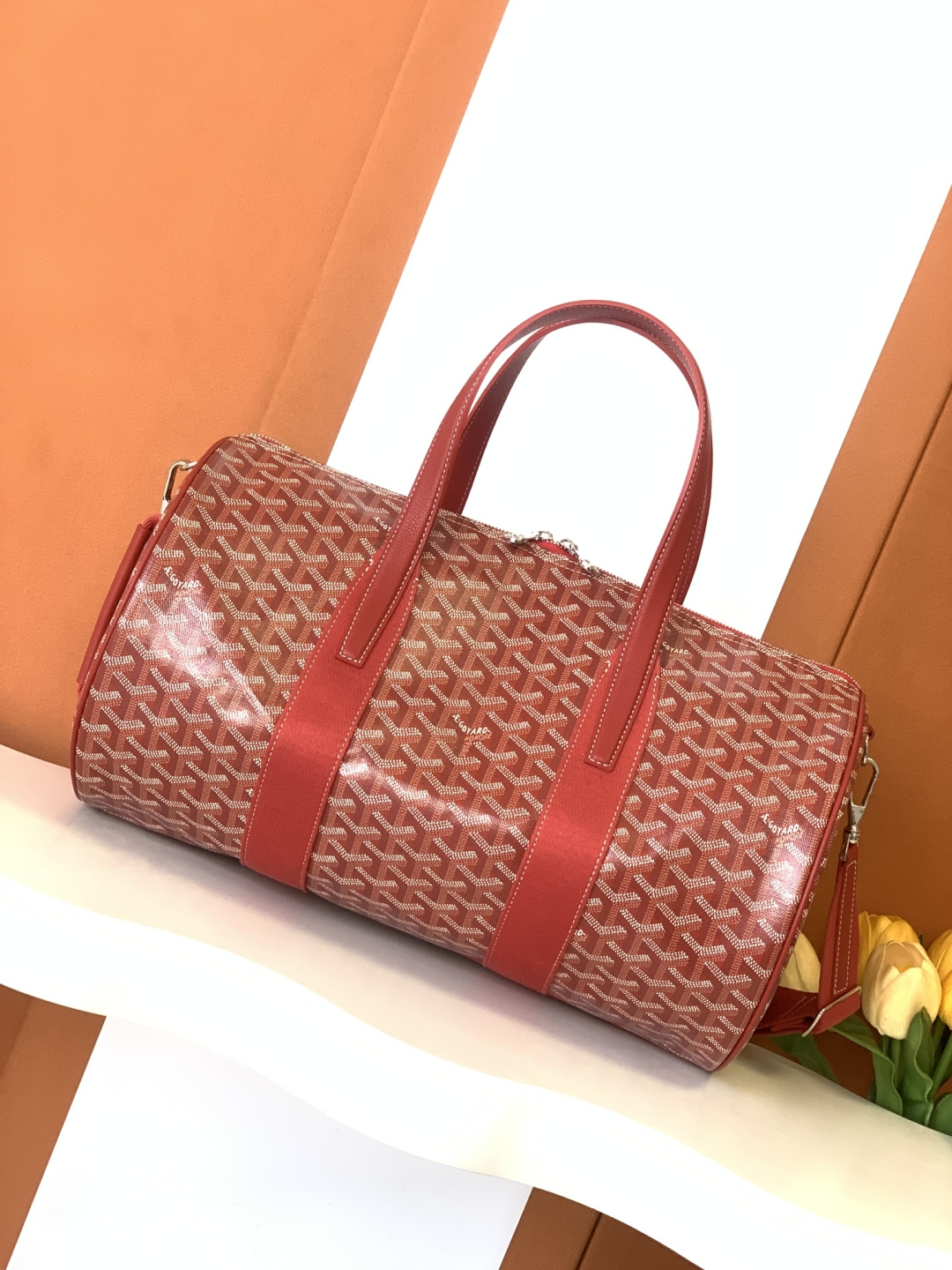 Goyard Barrel Sports Travel Bag Double Zipper Side Handle Buckle
