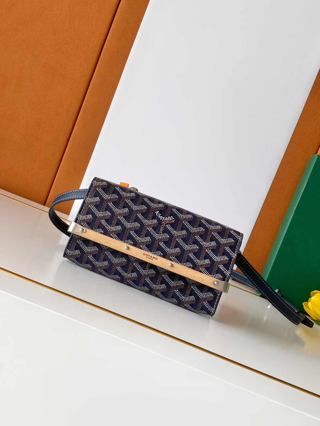 Goyard Monte-Carlo Mini Clutch Wooden Strip Patchwork Leather Handle