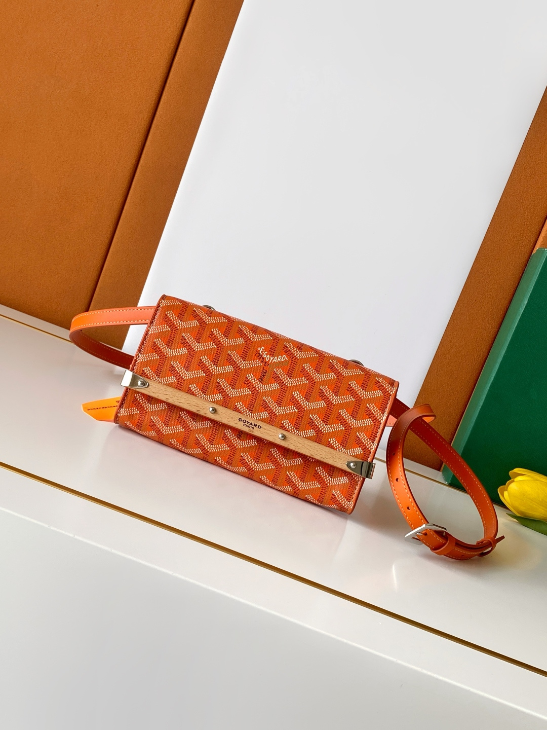 Goyard Monte-Carlo Mini Clutch Wooden Strip Patchwork Shoulder Strap