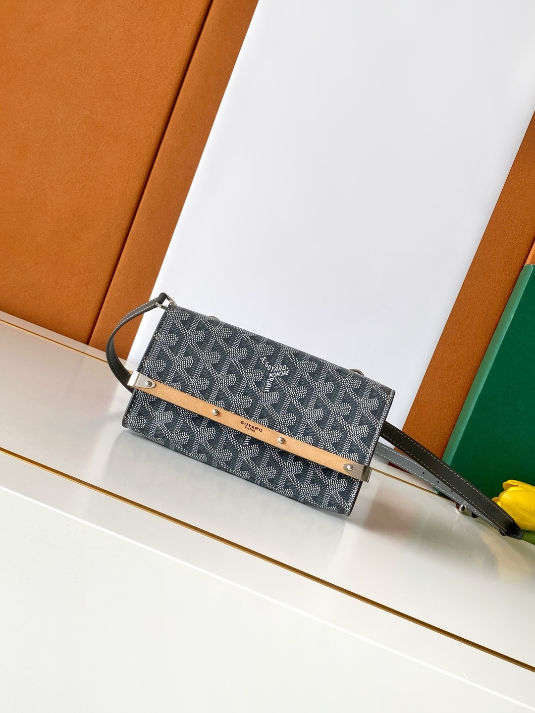 Goyard Monte-Carlo Mini Clutch Bag Chevron Wooden Strip
