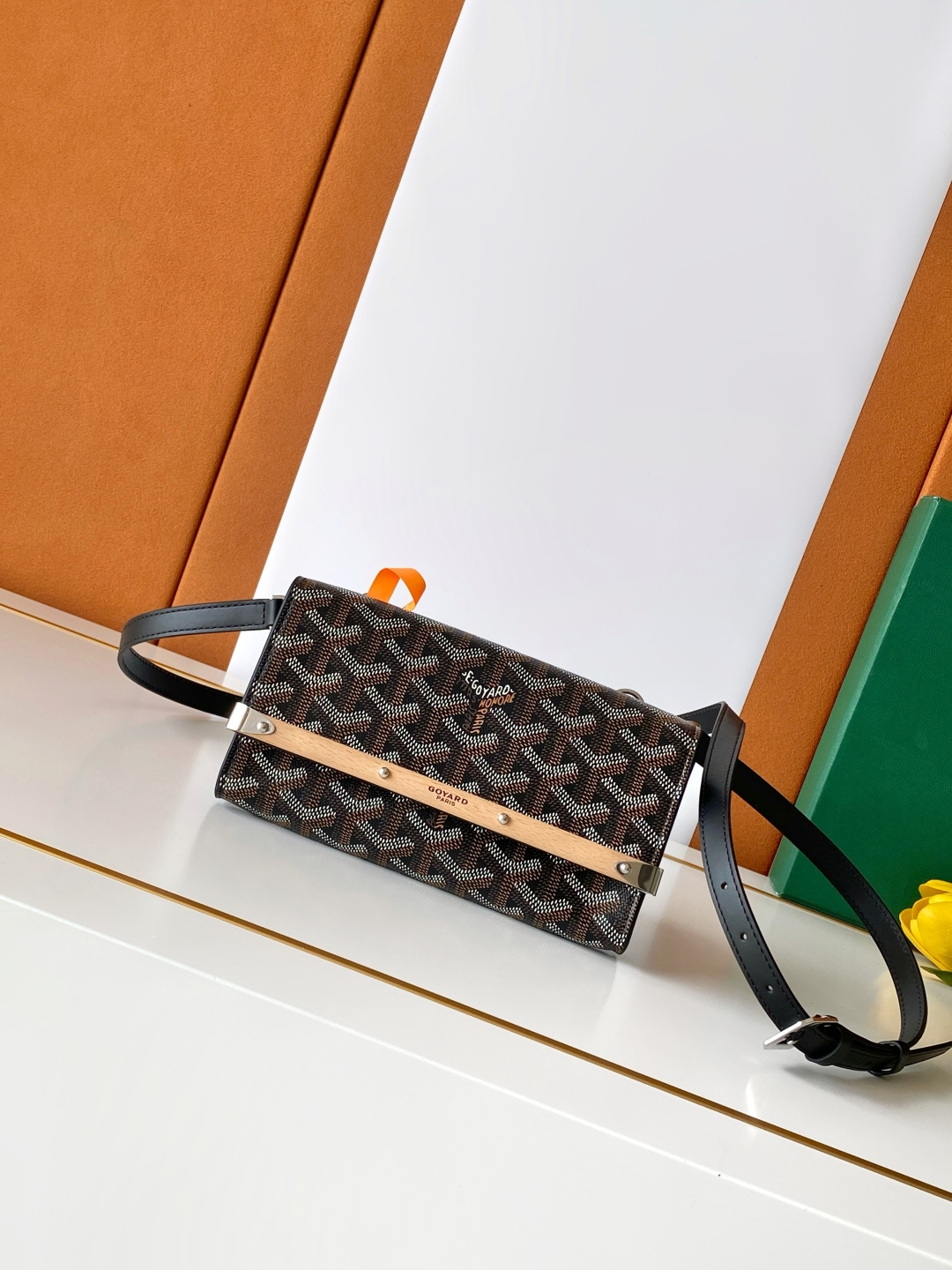 Goyard Monte-Carlo Mini Clutch Bag Wooden Stripes Shoulder Strap