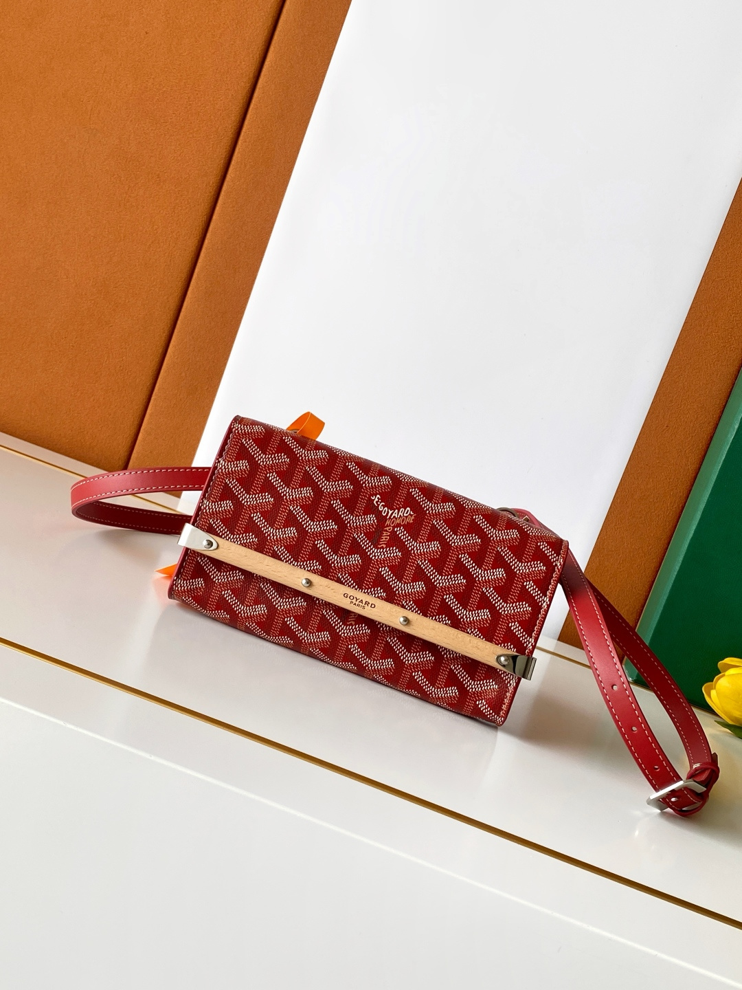Goyard Monte-Carlo Mini Clutch Bag Wooden Strip Patchwork Shoulder Strap