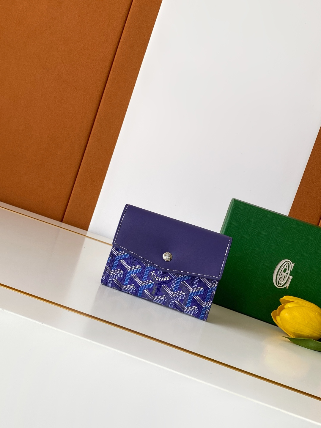 Goyard SAINT-GABRIEL Tri-fold Wallet Multicolor Y-pattern Canvas Snap Button