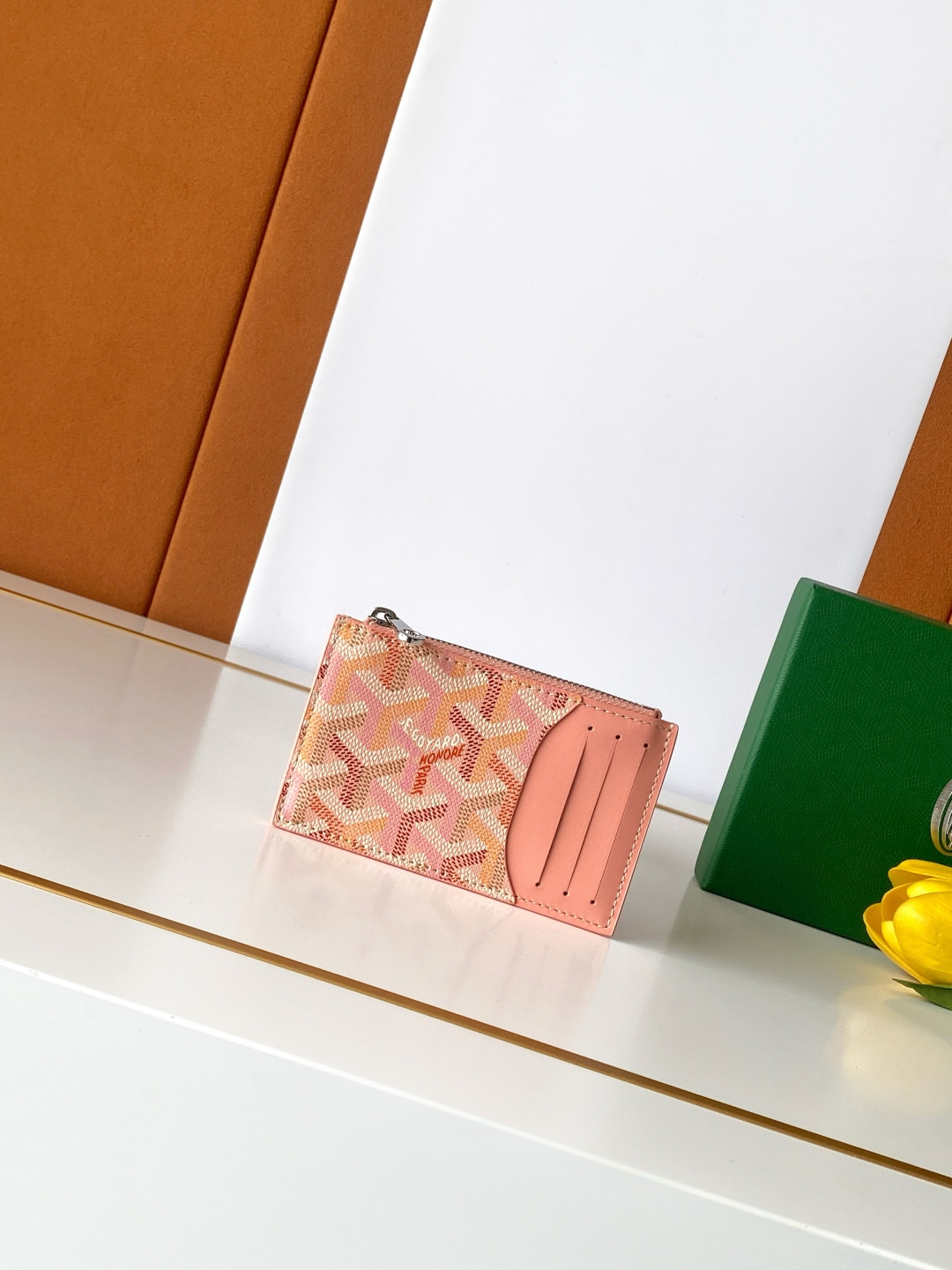Goyard BOURBON zip card holder GOYARDINE canvas