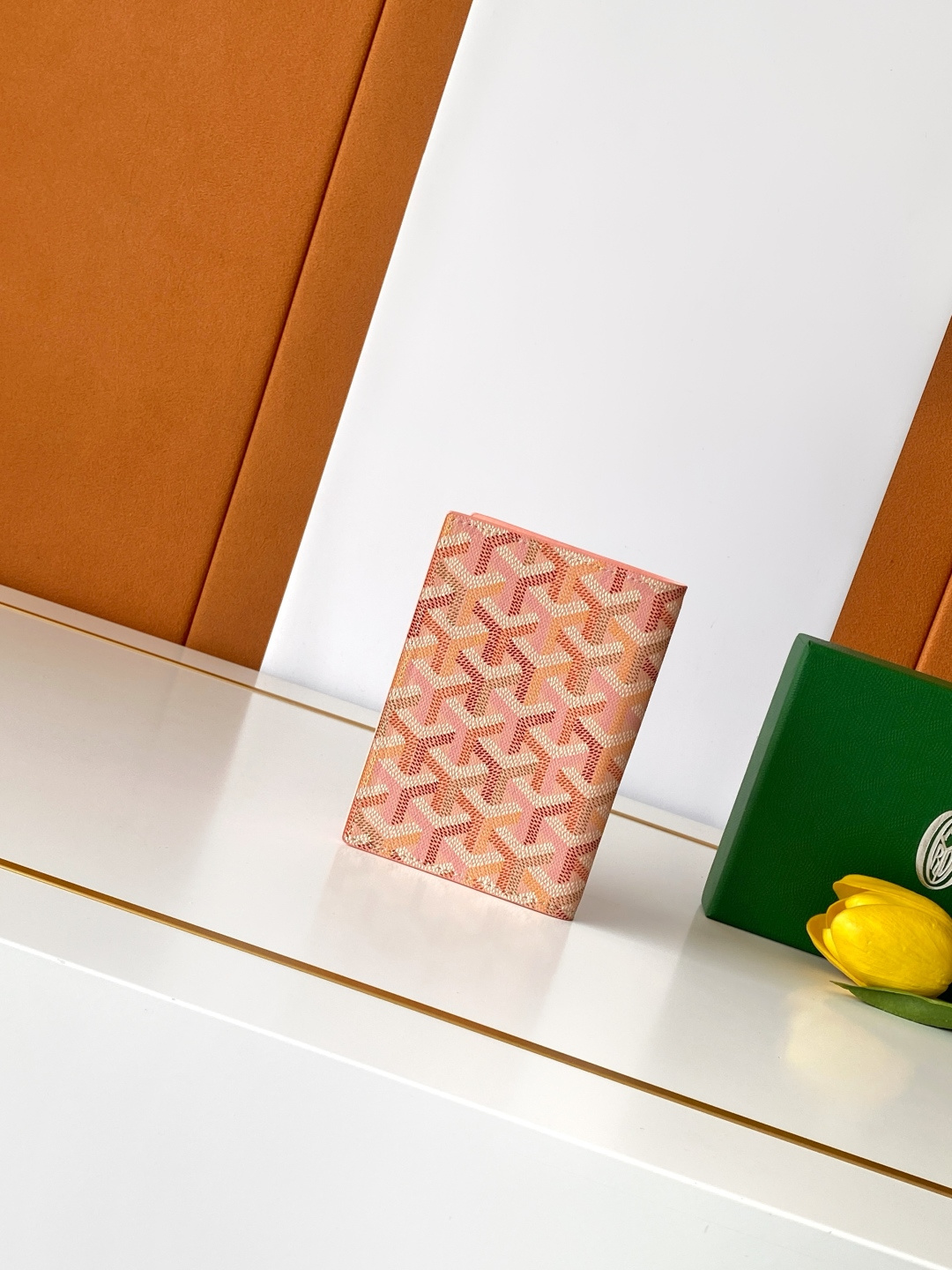 Porte-passeport Goyard GRENELLE toile GOYARDINE rose cerisier