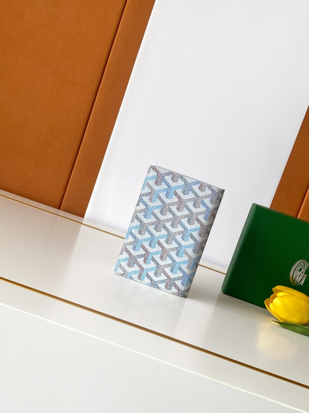 Goyard GRENELLE Passport Holder GOYARDINE Canvas Polar Blue
