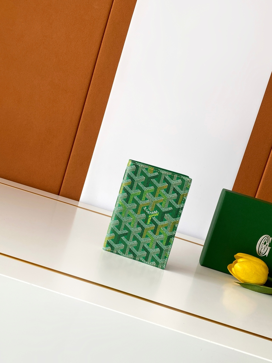 Goyard GRENELLE Passport Holder GOYARDINE Canvas Grass Green