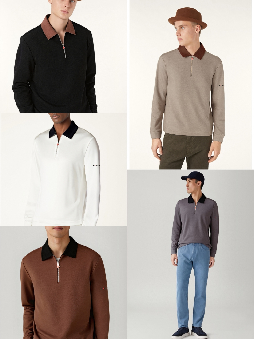 NO:656582,New products at the counter [KITON] 25FW new autumn and winter top-quality cashmere Tencel blend contrasting lapel long Tee, men's red zipper placket three-dimensional offset logo casual long-sleeved Polo shirt!  Trading company channels are rare and available on the official website simultaneously!  Kiton's new autumn and winter Polo shirts, with their unique charm and excellent quality, attract the attention of countless people who pursue exquisite life!  Wearing it feels like embarking on a journey of luxury and fashion, starting a wonderful life of your own!   This Polo shirt is made of imported cashmere and Tencel blended fabric. The perfect fusion of cashmere and Tencel creates a unique touch of this fabric. It is as soft and waxy as clouds touching the skin, and is so delicate that you can feel the gentle embrace of every fiber!  At the same time, it also takes into account the crisp and drapey feel. Even if you wear it all day long, it will always maintain a perfect shape without any wrinkles or deformation!  The contrasting color lapel design is undoubtedly one of its highlights. The designer cleverly used the contrast and collision of colors to splice two different colors of fabrics together, forming a distinct and unique visual effect!  This contrasting color design is not only fashionable, but can also inadvertently show a youthful vitality and have the effect of reducing age. The red pendant zipper opening and closing at the placket is like the twinkling stars in the night sky, attracting people's attention!  It not only adds a bright color to the overall shape, but also highlights the brand's unique personality in details!  The three-dimensional offset printed logo on the sleeve arms echoes with the red pendant zipper on the placket, forming a harmonious and unified aesthetic. It is not only a symbol of the brand, but also a representative of quality and identity, making you stand out from the crowd and become the center of attention!  The fit-fitting cut is not a design that is too tight or loose, but is carefully cut to fit the curves of the human body, which can show the wearer's figure advantages without giving people a sense of restraint!  Ivory white/oatmeal/chocolate/dark gray/dark night black, five colors available!  Size 48-56 Size 48 has shoulder width 43cm - chest 100cm - dress length 64cm - sleeve length 59cm Size 50 has shoulder width 44cm - chest 104cm - dress length 66cm - sleeve length 60cm Size 52 has shoulder width 45cm - chest 108cm - dress length 68cm - sleeve length 61cm  Size 54 has shoulder width 46cm - bust 112cm - dress length 70cm - sleeve length 62cm. Size 56 has shoulder width 48cm - chest 116cm - dress length 72cm - sleeve length 63cm. Size recommendation (standard version). Height 174-140 catties, try on size 50!  Boys weighing less than 130 pounds should choose size 48, 130-142 pounds should choose size 50, 142-154 pounds should choose size 52, 154-166 pounds should choose size 54, and 166-180 pounds should choose size 56!  ,,alexander wang19860909专柜新品【KITON】 25FW秋冬新款顶级山羊绒天丝混纺撞色翻领长Tee,男士红色拉链门襟立体胶印标识休闲长袖Polo衫！贸易公司渠道稀出,同步官网发售！Kiton秋冬季新品Polo衫以其独特的魅力与卓越的品质,吸引着无数追求精致生活人士的目光！穿上它就仿佛踏上了一场奢华与时尚的旅程,开启了一段属于自己的精彩人生！  这款Polo衫采用客供进口山羊绒天丝混纺面料,山羊绒与天丝的完美融合,造就了这款面料独一无二的触感,软糯得如同云朵轻触肌肤,细腻得仿佛能感受到每一丝纤维的温柔拥抱！同时它还兼顾了挺括垂顺感,即便穿上一整天都能始终保持完美的形态,不会出现丝毫的褶皱或变形！撞色翻领设计无疑是它的一大亮点,设计师巧妙地运用了色彩的对比与碰撞,将两种不同颜色的面料拼接在一起,形成了鲜明而独特的视觉效果！这种撞色设计不仅时髦感十足,还能在不经意间展现出一种青春活力,起到减龄的效果 门襟处的红色吊坠拉链开合,如同夜空中闪烁的星辰,吸引着人们的目光！它不仅为整体造型增添了一抹亮丽的色彩,更在细节处彰显出品牌的独特个性！而袖臂上的立体胶印标识,与门襟的红色吊坠拉链相互呼应,形成了一种和谐而统一的美感,不仅是品牌的象征,更是品质与身份的代表,让你在人群中脱颖而出,成为众人瞩目的焦点！合身版型裁剪,并非那种过于紧身或宽松的设计,而是经过精心裁剪,贴合人体曲线,既能够展现出穿着者的身材优势,又不会给人带来束缚感！象牙白/燕麦色/巧克力/深灰/暗夜黑,五色入！尺码48-56 48码肩宽43cm-胸围100cm-衣长64cm-袖长59cm 50码肩宽44cm-胸围104cm-衣长66cm-袖长60cm 52码肩宽45cm-胸围108cm-衣长68cm-袖长61cm 54码肩宽46cm-胸围112cm-衣长70cm-袖长62cm 56码肩宽48cm-胸围116cm-衣长72cm-袖长63cm 尺码推荐（标准版型） 身高174-140斤,试穿50码合适！ 男生体重130斤以内选择48码,130-142斤选择50码,142-154斤选择52码,154-166斤选择54码,166-180斤选择56码！,,alexander wang,Men's clothing