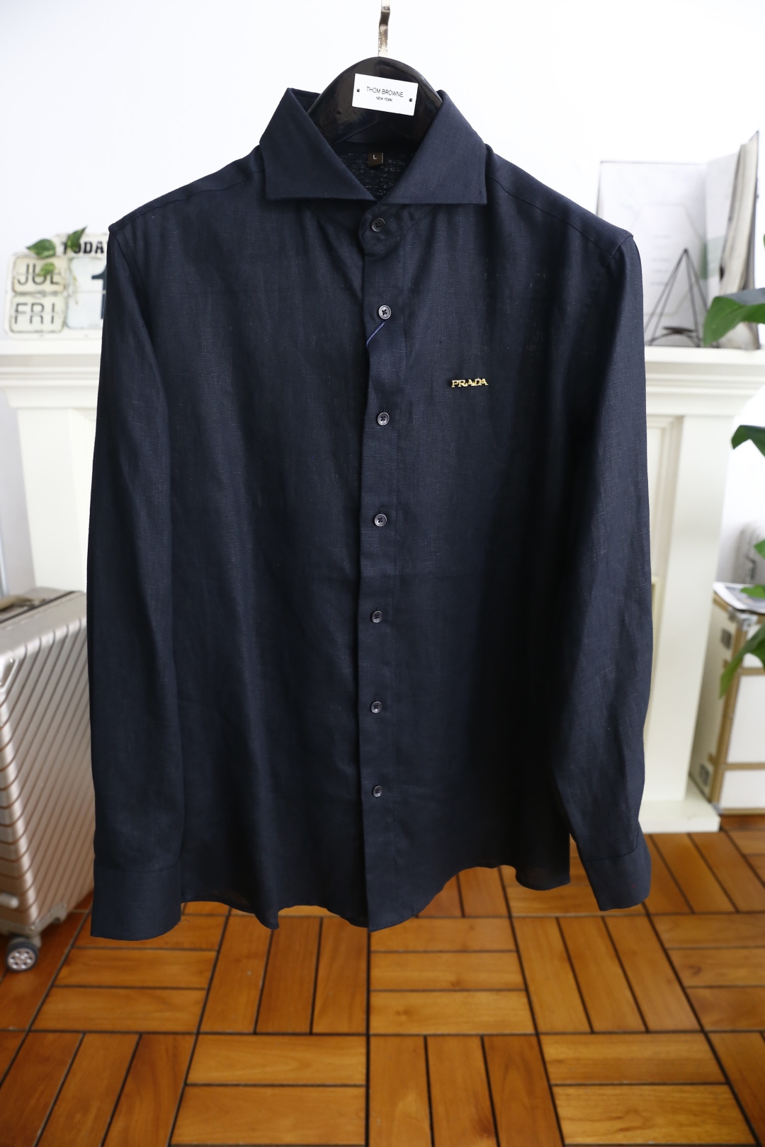 Prada Men's Long Sleeve Summer Lightweight Shirt with Classic Logo Design