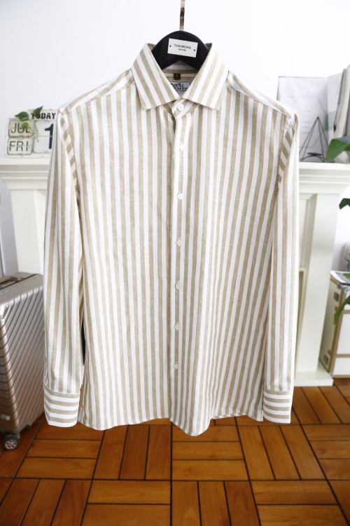 Thom Browne Men's Striped Button-Down Shirt, Long Sleeve, Classic Design 4 Thom Browne Men's Striped Button-Down Shirt, Long Sleeve, Classic Design