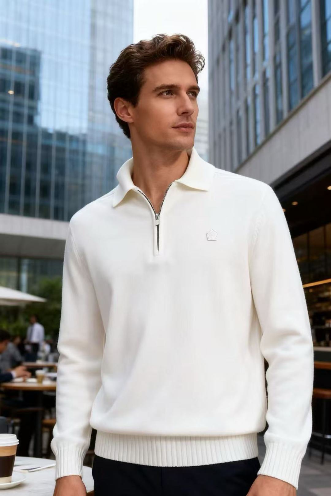 NO:526729,LP. 2025 autumn new product!  The fashionable men's long-sleeved knitted Polo shirt adopts a lapel design. The brand element on the chest is matched with a semi-zipper element at the neckline, which adds fashion and practicality; there is a small brand-identified badge on the left side of the garment, which enhances the overall exquisiteness!  Versatile upper body!  A must-have item for autumn!  Counter size 48-56, shipped the next day!  loro piana alexander wang19860909LP. 2025秋季新品！时尚男士长袖针织Polo衫,采用翻领设计,胸前品牌元素LOGO搭配领口处有半拉链元素,增添了时尚感与实用性；衣身左侧有品牌标识性的小徽章,提升了整体的精致感！上身百搭！秋季必备单品！专柜尺码48-56,隔天出货！,,loro piana,alexander wang,Men's clothing