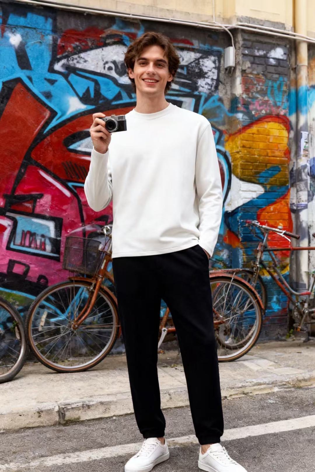 🔥杰尼*/Ze*na.2025秋季新品男士长袖打底衫！经典圆领设计🆕奢华经典净版元素搭配👍整体版型简约大
