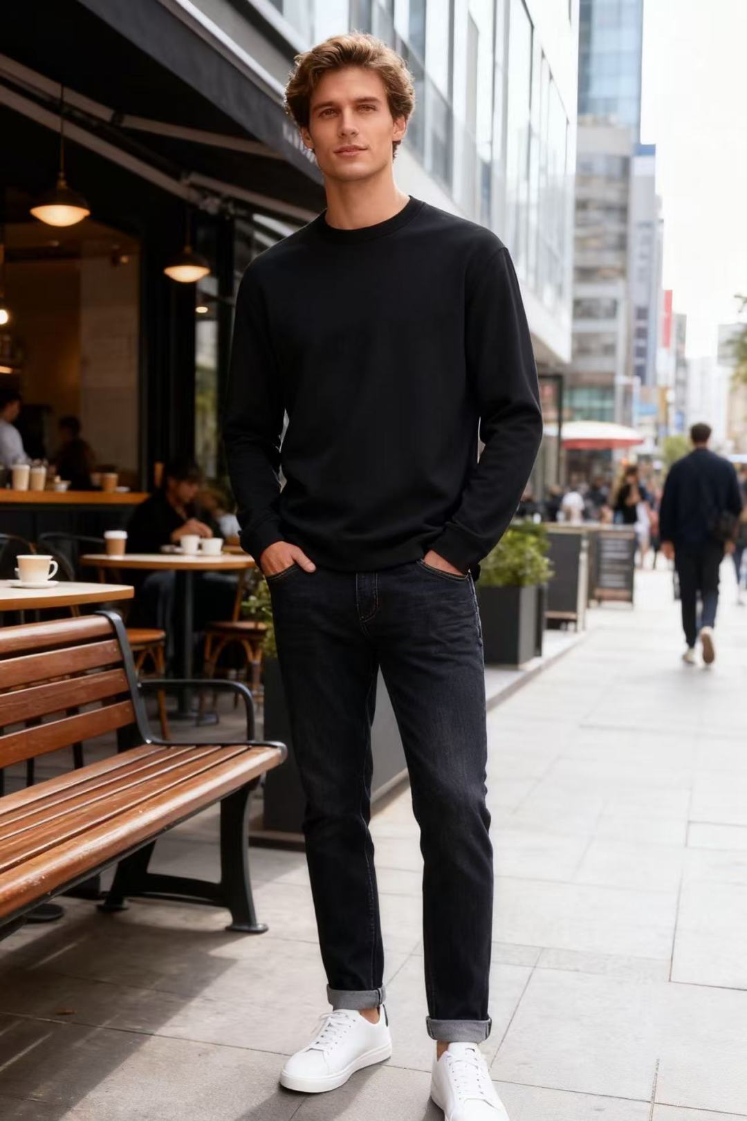 🔥杰尼*/Ze*na.2025秋季新品男士长袖打底衫！经典圆领设计🆕奢华经典净版元素搭配👍整体版型简约大