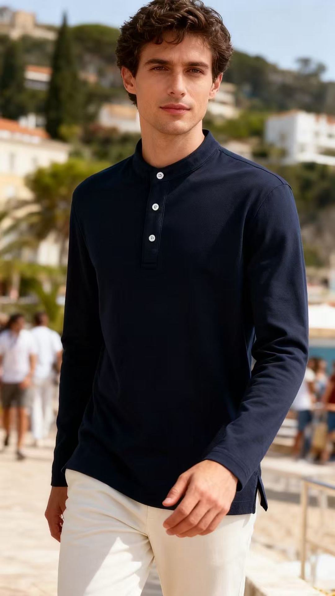🔥Brunello Cucinelli.2025秋季新款！时尚男士立领长袖！前襟有三颗纽扣，经典品牌元素
