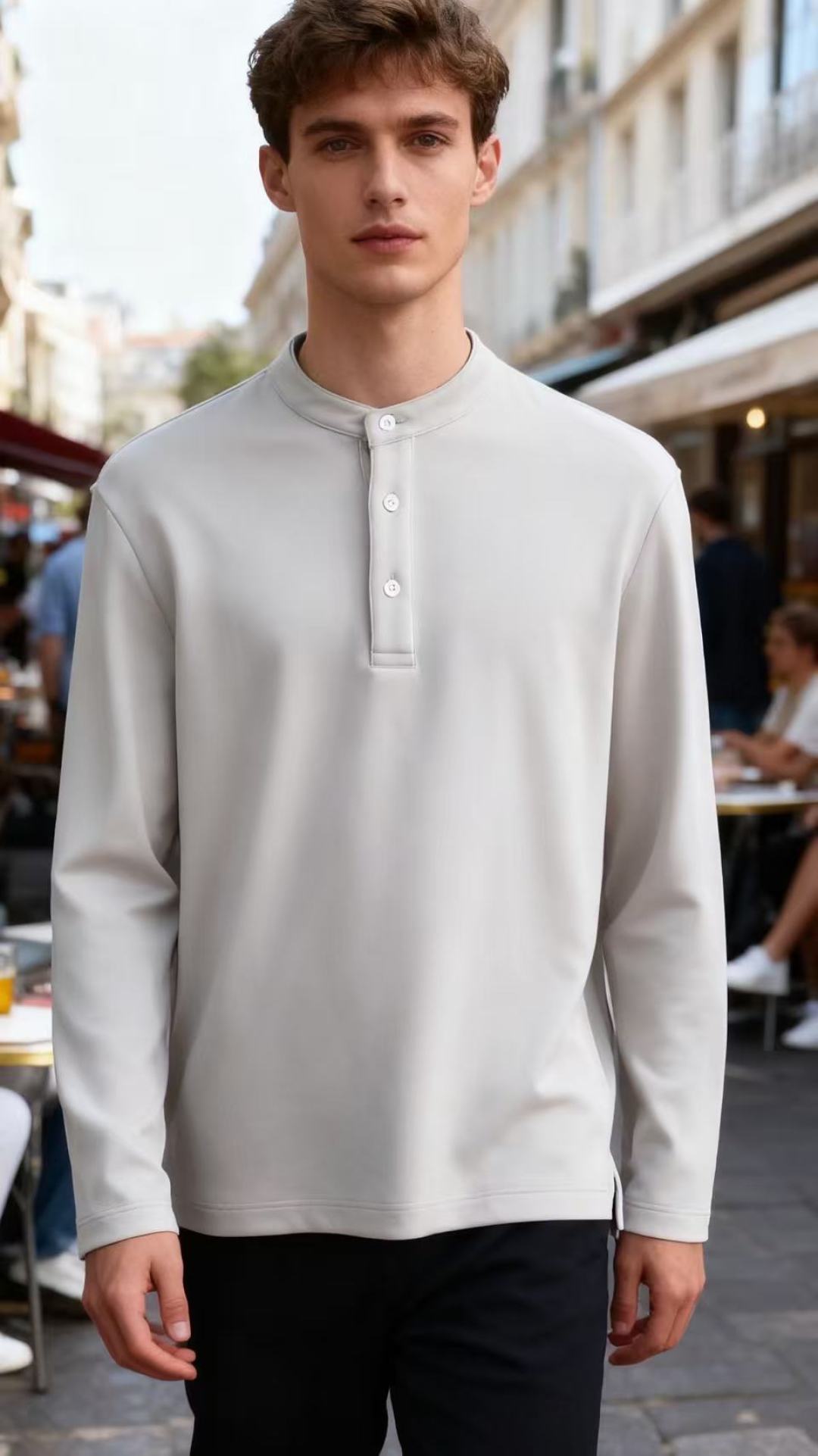 🔥Brunello Cucinelli.2025秋季新款！时尚男士立领长袖！前襟有三颗纽扣，经典品牌元素
