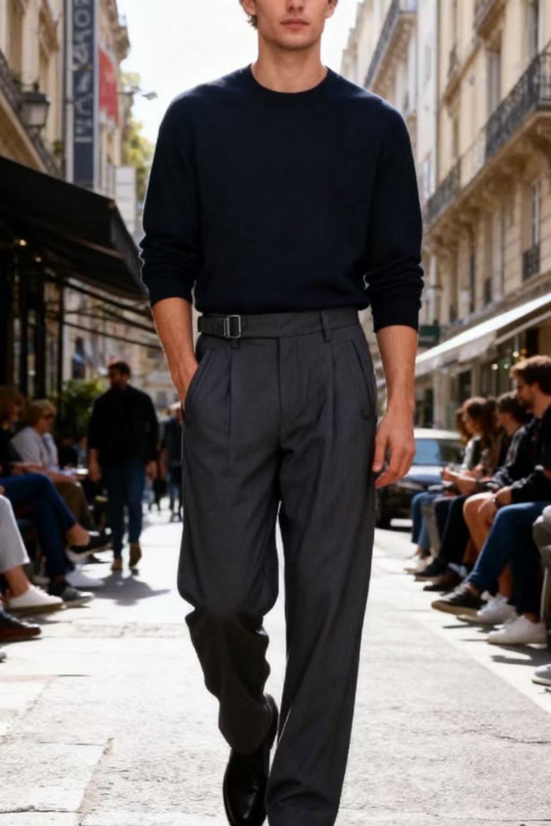 🔥迪奥/Christian Dior.25秋季新款！时尚男士深灰色阔腿休闲西裤！采用阔腿剪裁，后幅品牌L