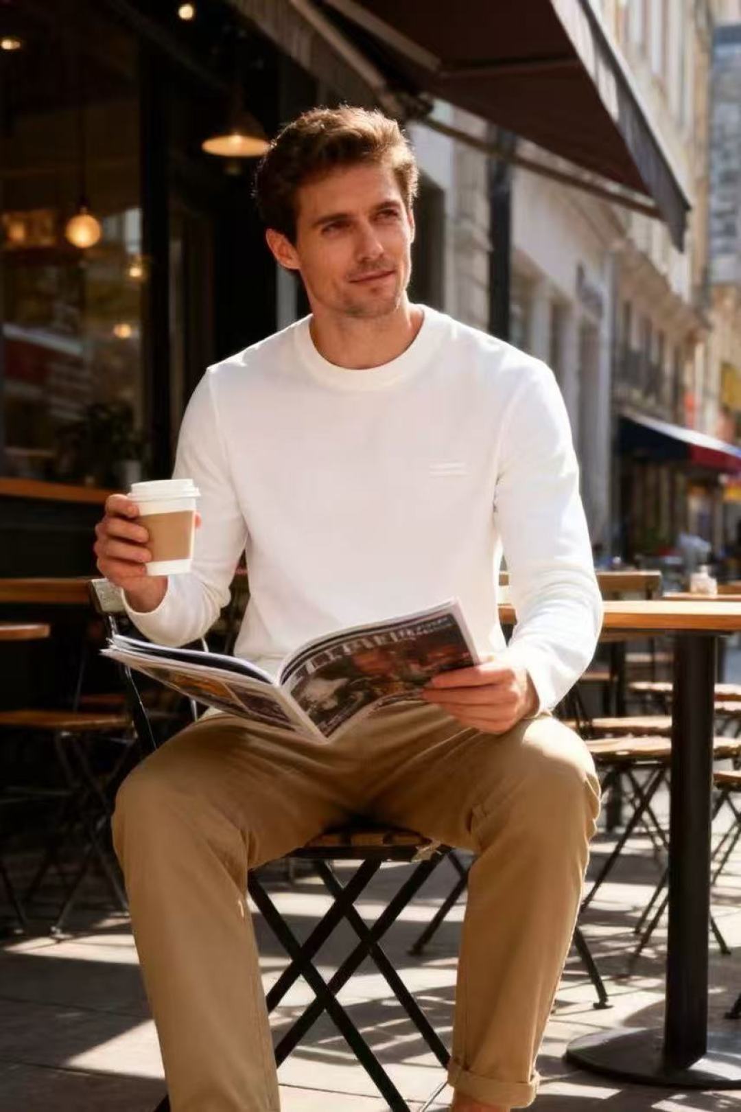 🔥杰尼*/Ze*na.2025秋季新品男士长袖打底衫！经典圆领设计🆕胸前经典品牌LOGO标识，整体版型简