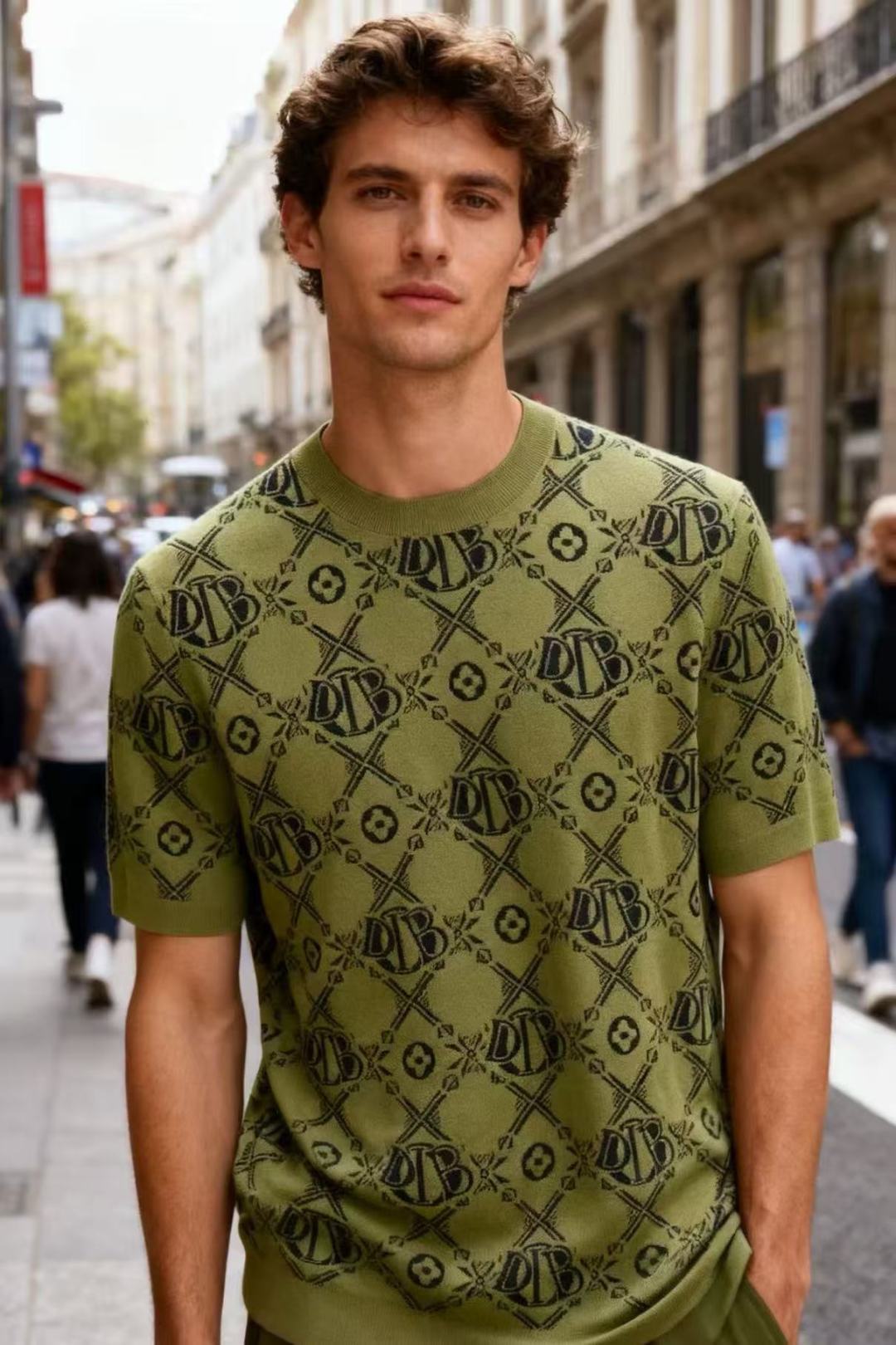 🔥路易威*/LV.2025秋季新款🆕时尚男士圆领短袖针织衫！奢华经典定制LOGO设计！高级定制百搭款式 