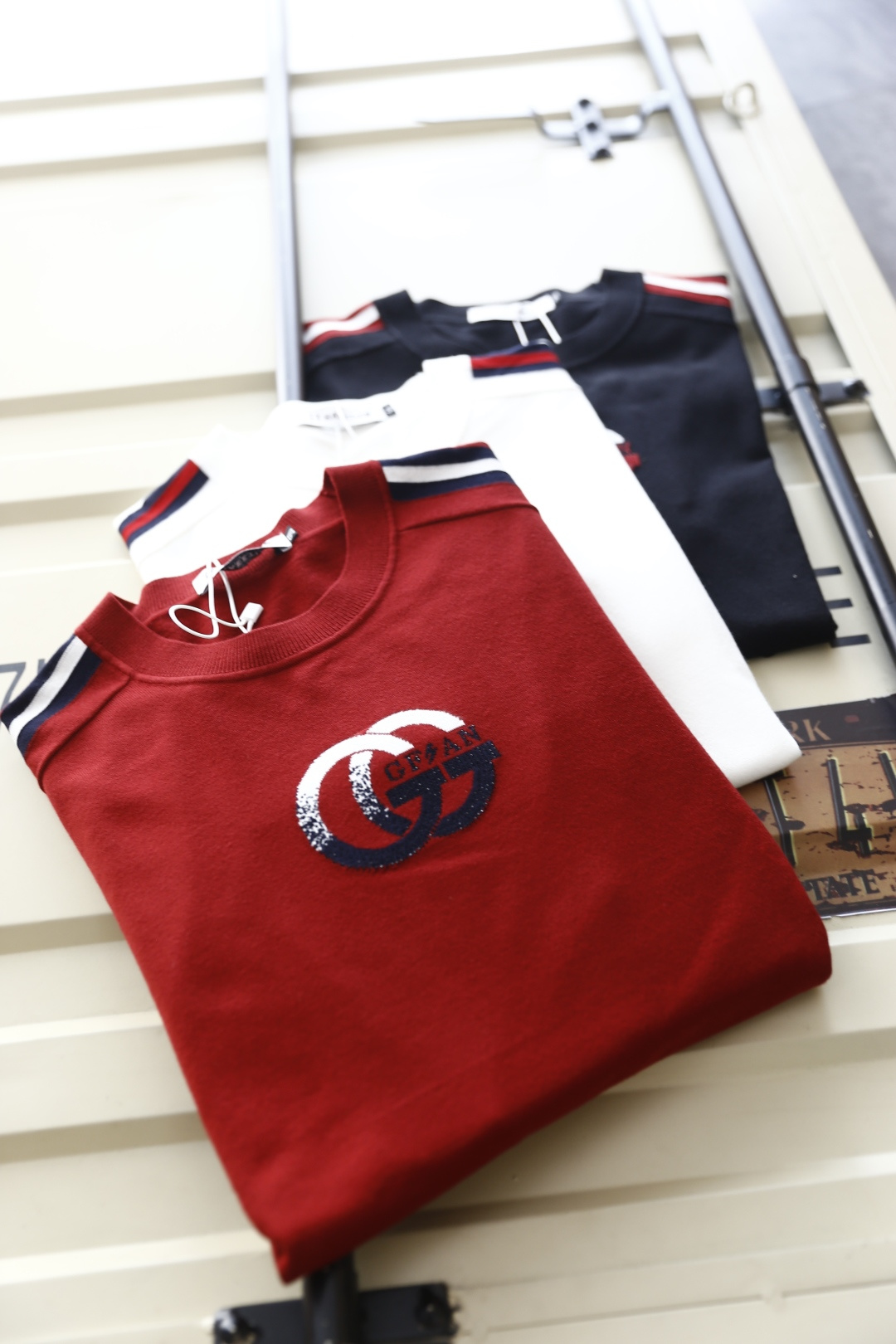 🔥古驰/Gu*ci.2025秋季新款🆕时尚男士圆领短袖针织衫！奢华经典定制LOGO设计！高级定制百搭款式