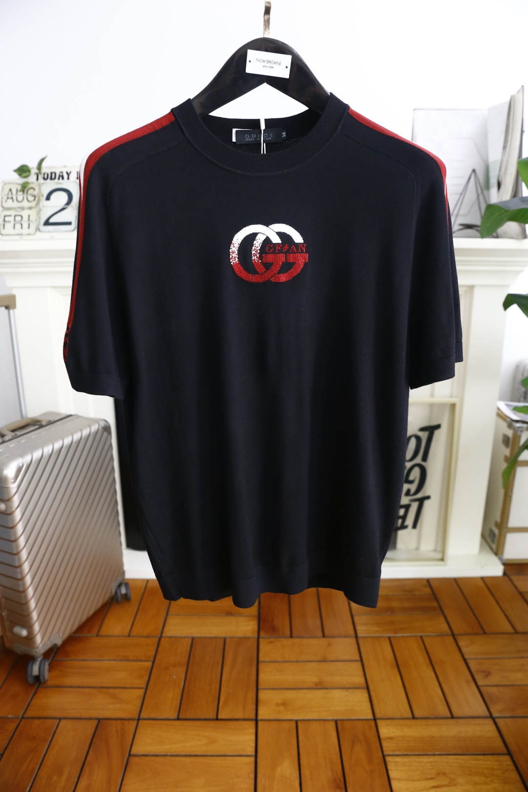 🔥古驰/Gu*ci.2025秋季新款🆕时尚男士圆领短袖针织衫！奢华经典定制LOGO设计！高级定制百搭款式