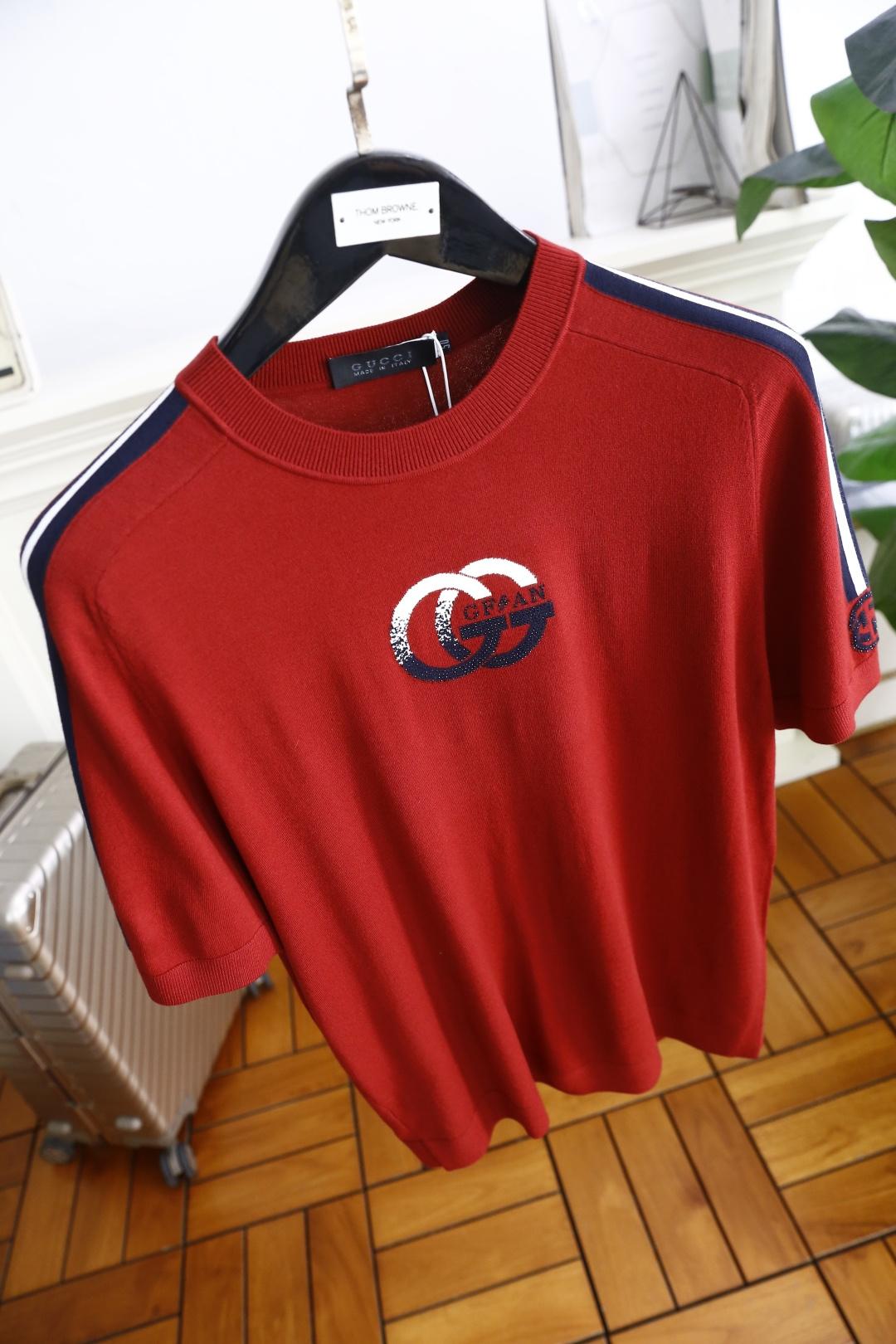 🔥古驰/Gu*ci.2025秋季新款🆕时尚男士圆领短袖针织衫！奢华经典定制LOGO设计！高级定制百搭款式