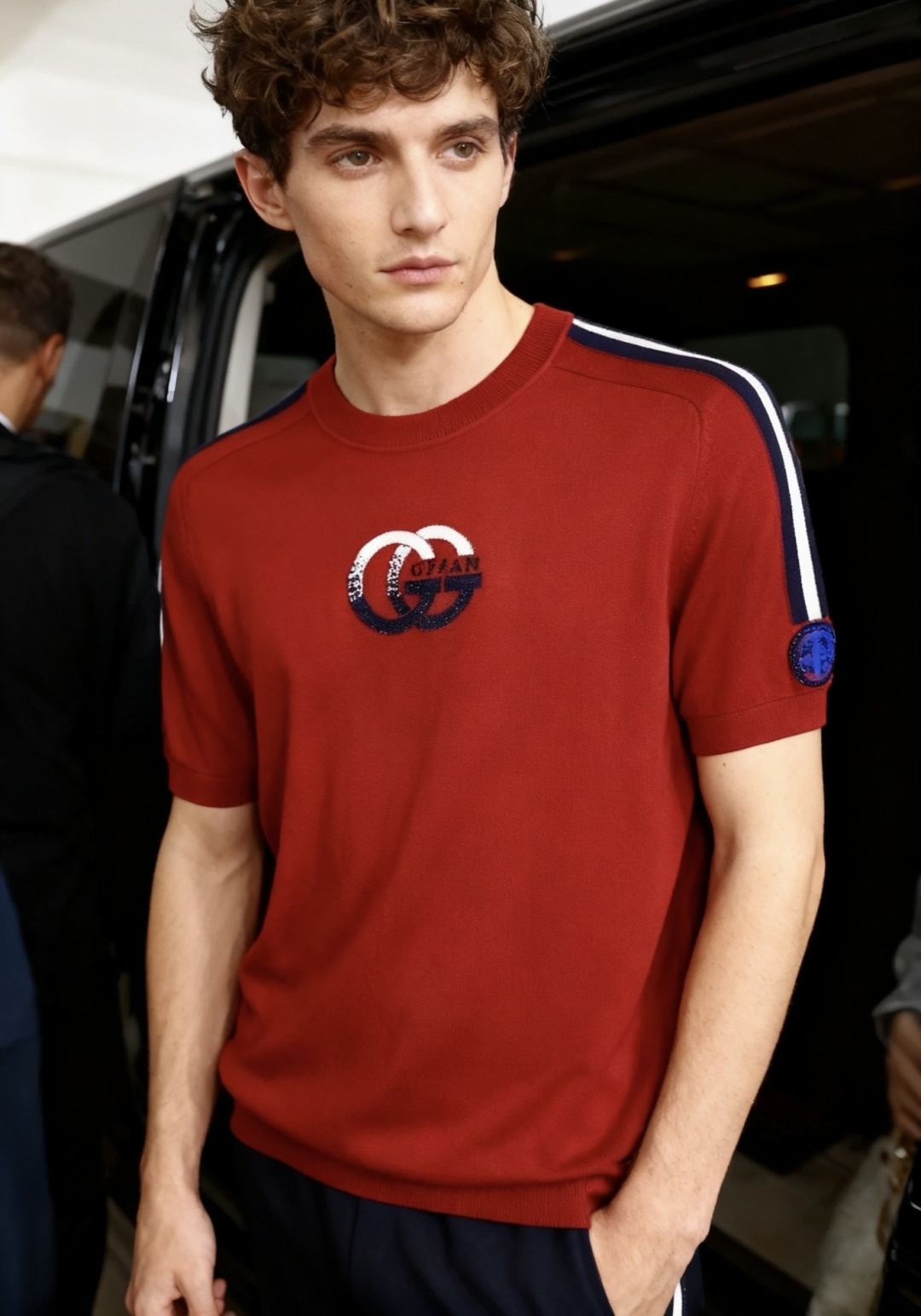 🔥古驰/Gu*ci.2025秋季新款🆕时尚男士圆领短袖针织衫！奢华经典定制LOGO设计！高级定制百搭款式