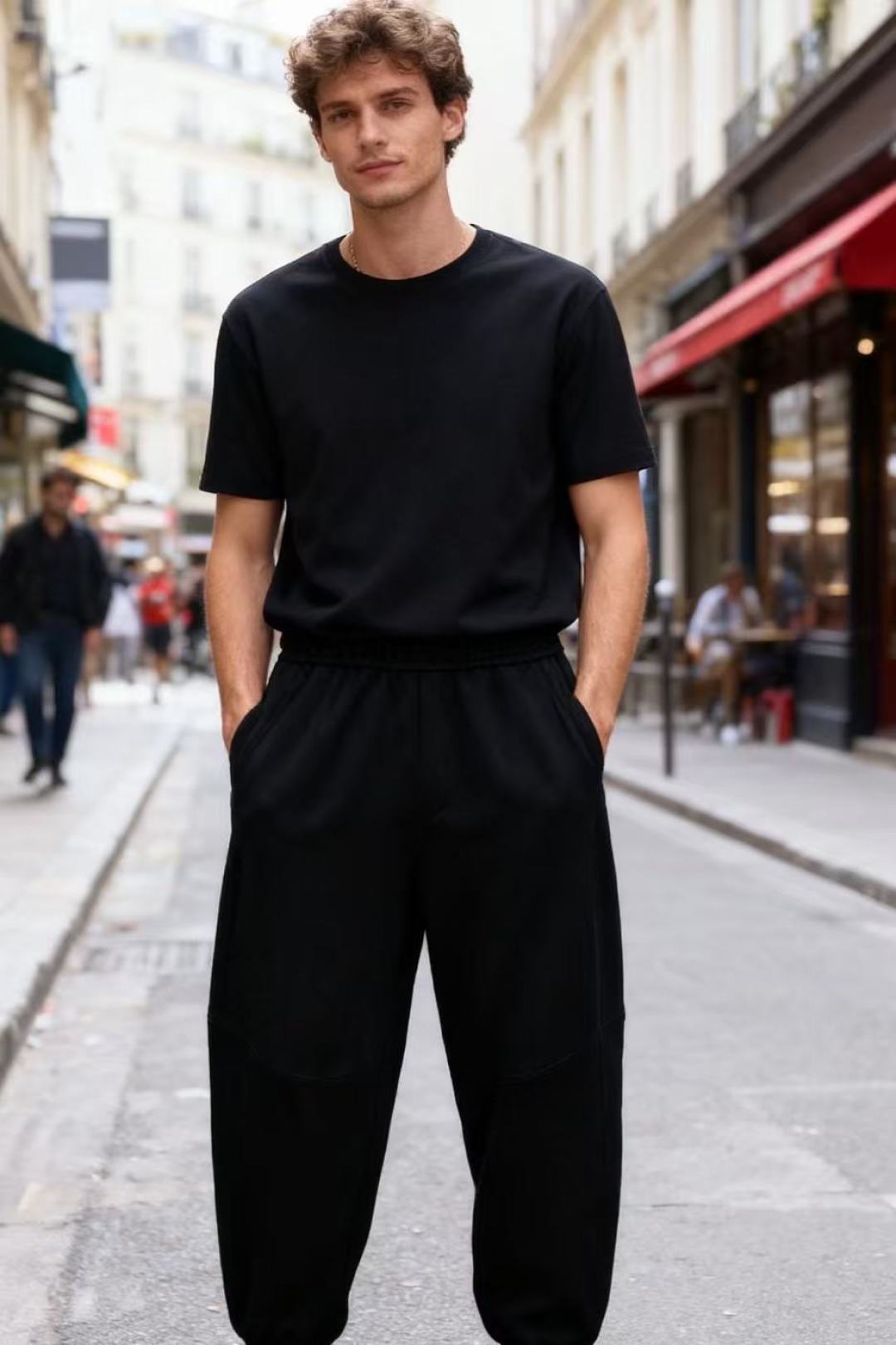 🔥杰尼*/Ze*na.2025秋季新款男士休闲宽松阔腿裤！采用加热保暖绒面料👍松紧腰设计，穿着舒适且具包