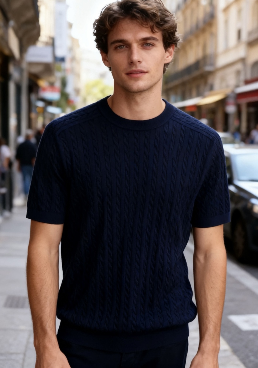 🔥Brunello Cucinelli.2025秋季新品男士绞花针织短袖上衣🆕采用经典的绞花针织工艺，纹