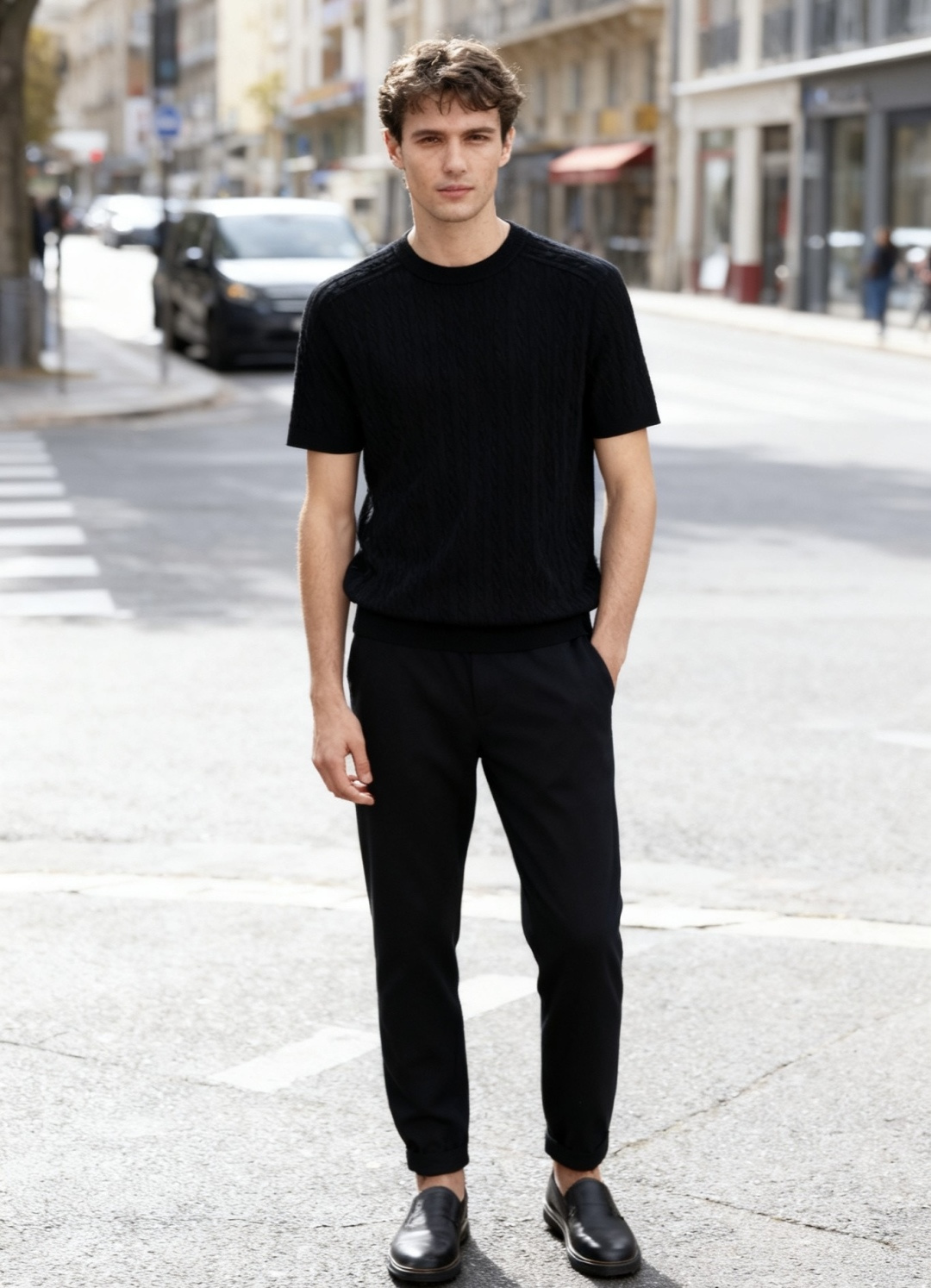 🔥Brunello Cucinelli.2025秋季新品男士绞花针织短袖上衣🆕采用经典的绞花针织工艺，纹