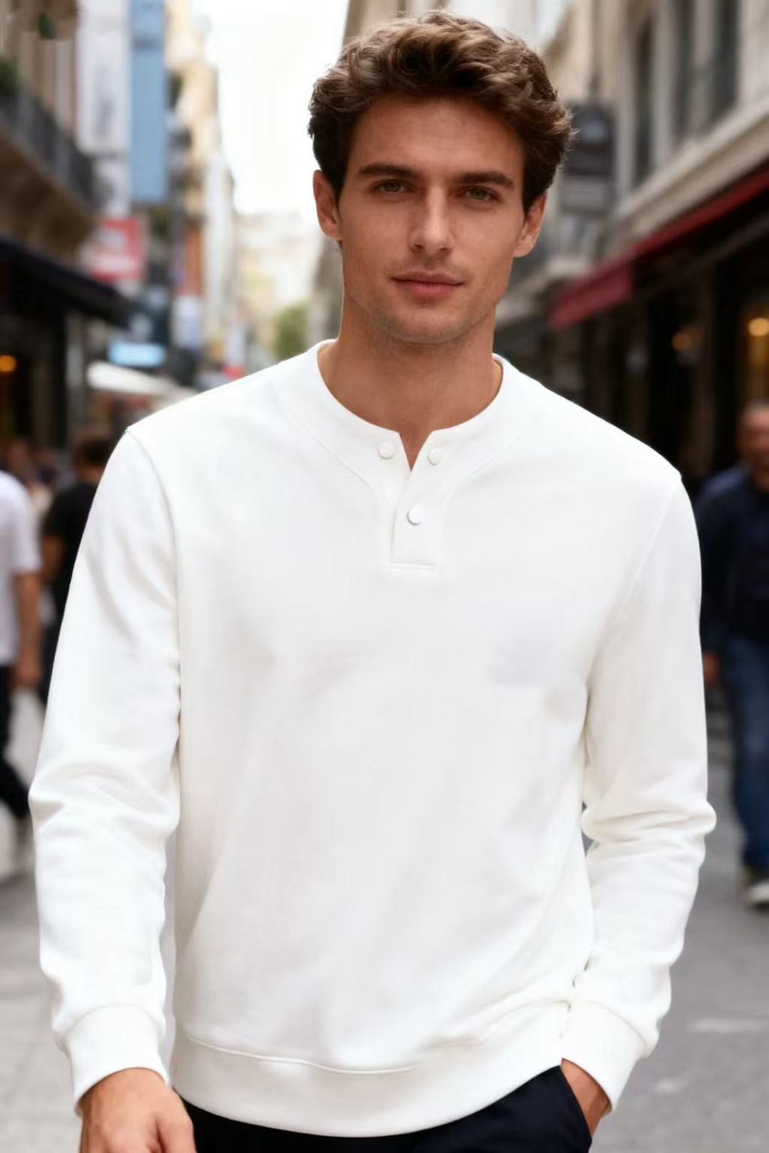 NO:564958,BC. New men’s long-sleeved shirts for fall!  It is made of comfortable and warm fabrics with a classic Henry collar design and two buttons. The fabric texture is crisp and the overall style is simple and elegant, with both casual and business sense!  This top is suitable for daily casual and light business occasions. It can be paired with casual pants or semi-formal trousers to show your exquisite daily dressing taste. Sizes 48-56, half a size too small!  Ships next day!  ,,alexander wang19860909BC. 秋季新款男士长袖衫！采用舒适保暖面料经典亨利领设计搭配两颗纽扣,面料质感挺括,整体风格简约大气,兼具休闲与商务感！这件上衣适合日常休闲、轻商务场合,可搭配休闲裤或半正式西裤,展现精致的日常穿搭品味. 尺码48-56,偏小半码！隔天出货！,,alexander wang,Men's clothing