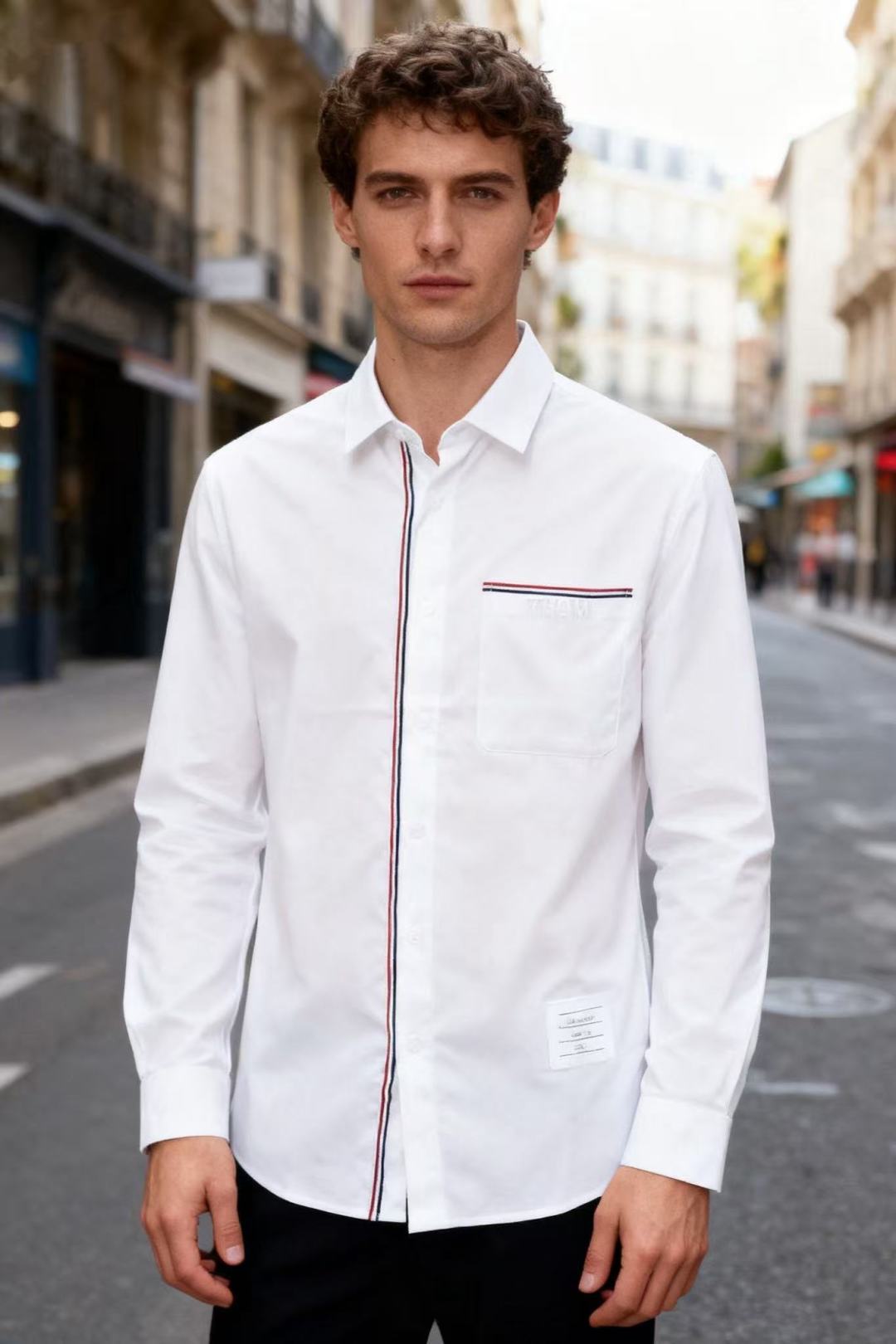 NO:567325,Tom Brown/Tb.'s new fall men's stylish long-sleeved shirts feature comfortable custom fabrics!  The customized LOGO design of a luxury classic brand is simple and elegant, reflecting the brand's fine craftsmanship and high-end positioning in classic clothing. It is suitable for business or leisure occasions and shows the taste and style of the wearer!  Sizes 48-56, shipped next day!  ,,thom browne,shirts,alexander wang19860909汤姆布朗/Tb. 秋季新品男士时尚长袖衬衫采用舒适定制面料！奢华经典品牌定制LOGO设计简约大气,体现了品牌在经典服饰上的精细工艺与高端定位,适合商务或休闲场合的穿搭,展现穿着者的品味与格调！ 尺码48-56,隔天出货！,,thom browne,shirts,alexander wang,Men's clothing