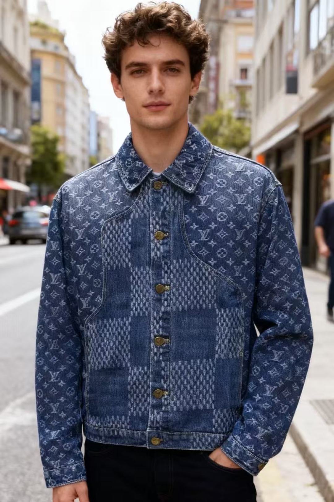 NO:600866,Louis Vuitton/Louis Vuitton.  The new autumn 2025 fashionable and versatile lapel denim jacket is made of washed denim fabrics of different shades. The body is covered with the brand's iconic Monogram presbyopia pattern (including the LV logo, star and four-leaf flower elements), and is also combined with a splicing design - different patterns are used on the front  It is a combination of well-organized denim pieces, with geometric plaid textures in some areas, forming a rich visual hierarchy; the style is classic lapels, single-row metal button opening and closing, and a short version. It combines the casual feel of retro denim with the exquisite design of a luxury brand. It is one of the brand's iconic presbyopic denim series items!  Available in sizes S-XL, shipped the next day!  ,,louis vuitton,louis vuitton,louis vuitton,jackets & coats,alexander wang19860909路易威登/Louis Vuitton. 2025秋季新款时尚百搭翻领牛仔夹克,整体以深浅不一的洗水牛仔面料打造,衣身遍布品牌标志性的Monogram老花图案（包含LV标识、星形与四叶花元素）,同时结合了拼接设计——正面采用不同纹理的牛仔布块组合,部分区域带有几何格纹纹理,形成丰富的视觉层次；款式为经典翻领、单排金属纽扣开合,版型偏短款,兼具复古牛仔的休闲感与奢侈品牌的精致设计感,是品牌标志性的老花牛仔系列单品之一！尺码S-XL,隔天出货！,,louis vuitton,louis vuitton,louis vuitton,jackets & coats,alexander wang,Men's clothing