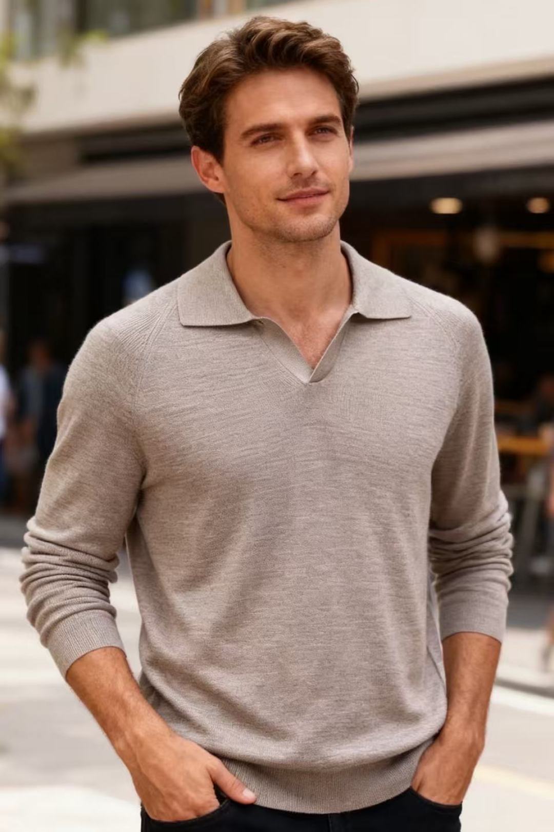 NO:599980,Jenny*/Ze*na. 2025 autumn and winter new style!  Fashionable men's all-match knitted long-sleeved top, with lapel design, brand elements and a V-shaped opening at the neckline. The whole is made of fine knitted fabric, with a soft and skin-friendly texture and a simple and elegant style. It can be used as a basic inner wear, paired with a jacket, or worn alone to show a simple style. It is suitable for daily commuting, leisure travel and other scenarios. It is a practical basic item in men's wardrobe. Sizes M-3XL, shipped the next day!  ,,zegna,jackets & coats,alexander wang19860909杰尼*/Ze*na. 2025秋冬新款！时尚男士百搭针织长袖上衣,采用翻领设计,品牌元素搭配领口为V型开口,整体为细腻的针织面料,质感柔软亲肤,风格简约大气,可作为基础内搭,搭配外套、也可单穿展现简约风格,适用于日常通勤、休闲出行等多种场景,是男士衣橱中实用的基础单品.尺码M-3XL,隔天出货！,,zegna,jackets & coats,alexander wang,Men's clothing